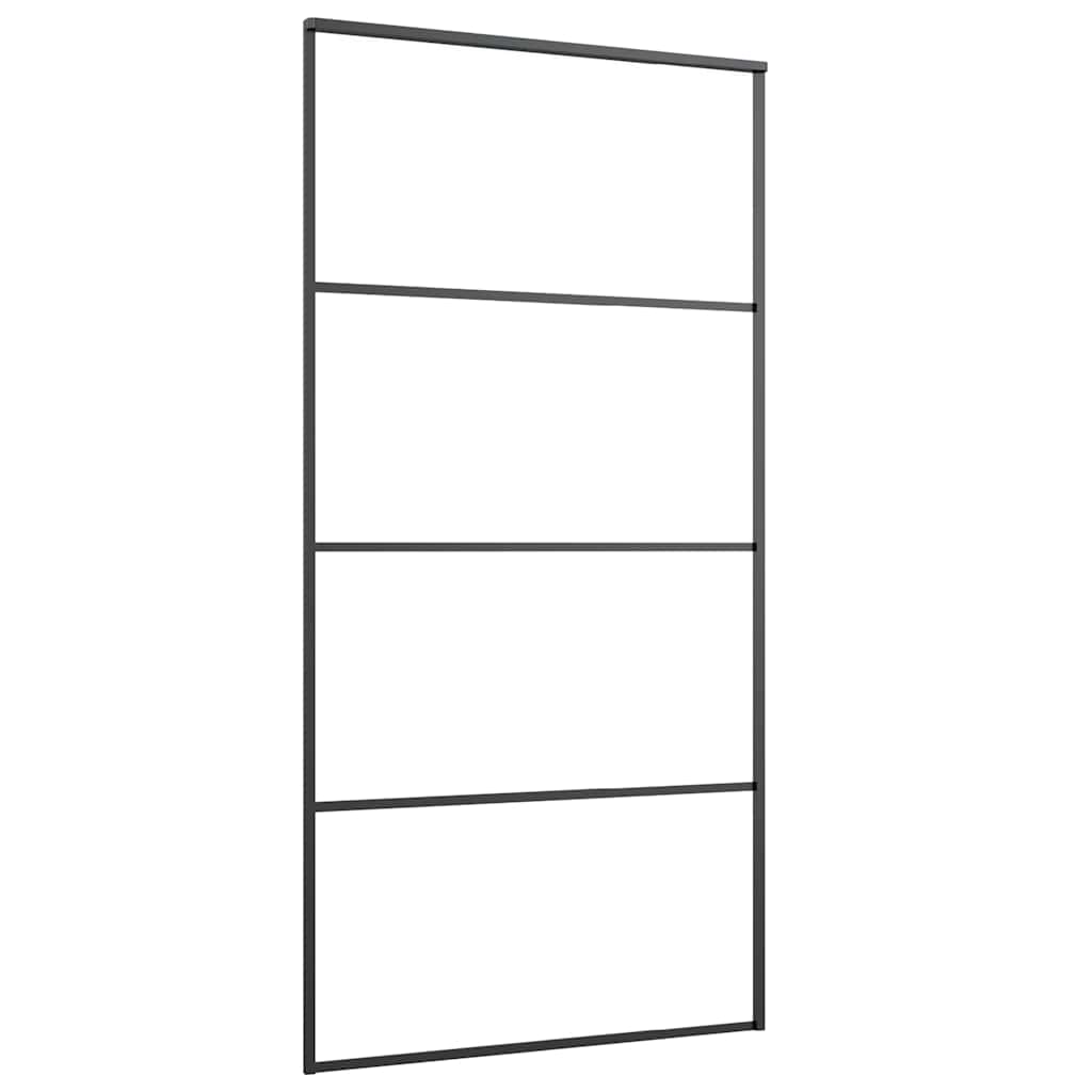 Schiebetür Aluminium und ESG Glas 90x205 cm Schwarz