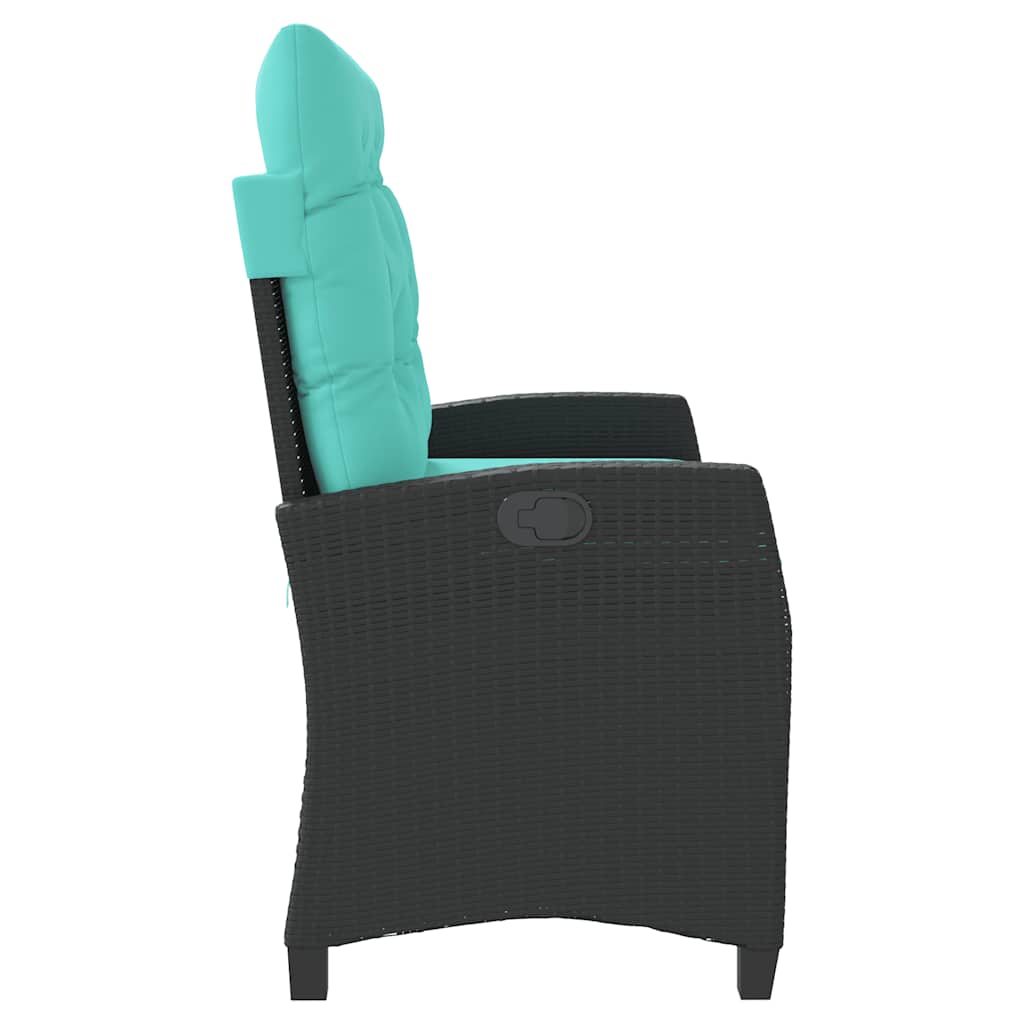 Gartenbank Verstellbar mit Kissen Braun Poly Rattan