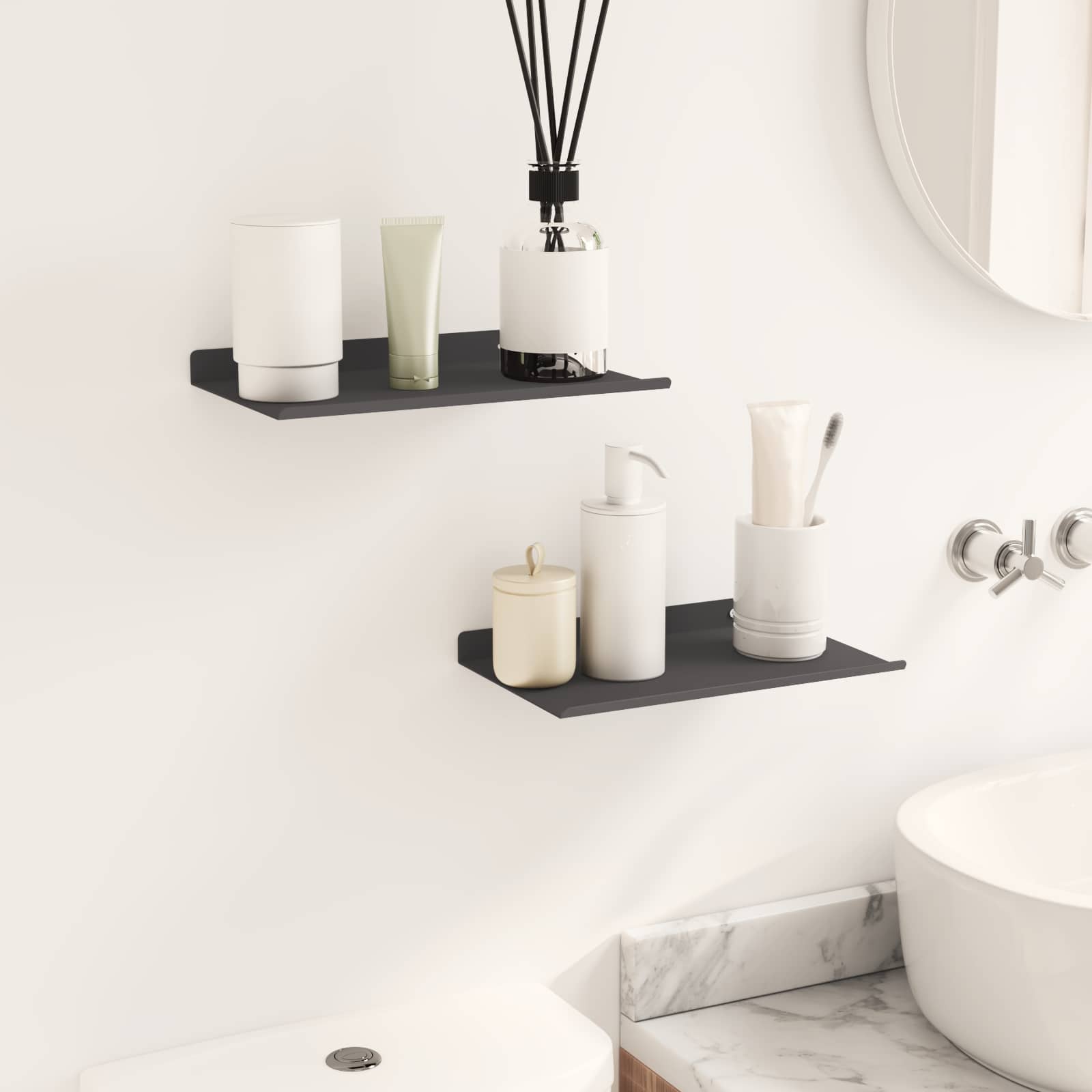 Schwebendes Regal 3 pcs Schwarz 40 x 9 x 2,5 cm Stahl