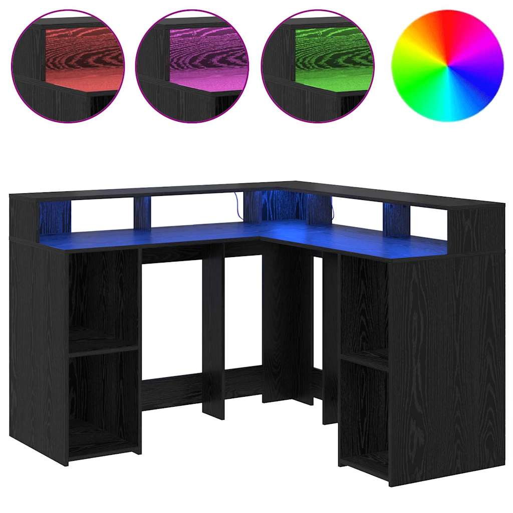 LED-Schreibtisch Weiß 130x130x91 cm Holzwerkstoff