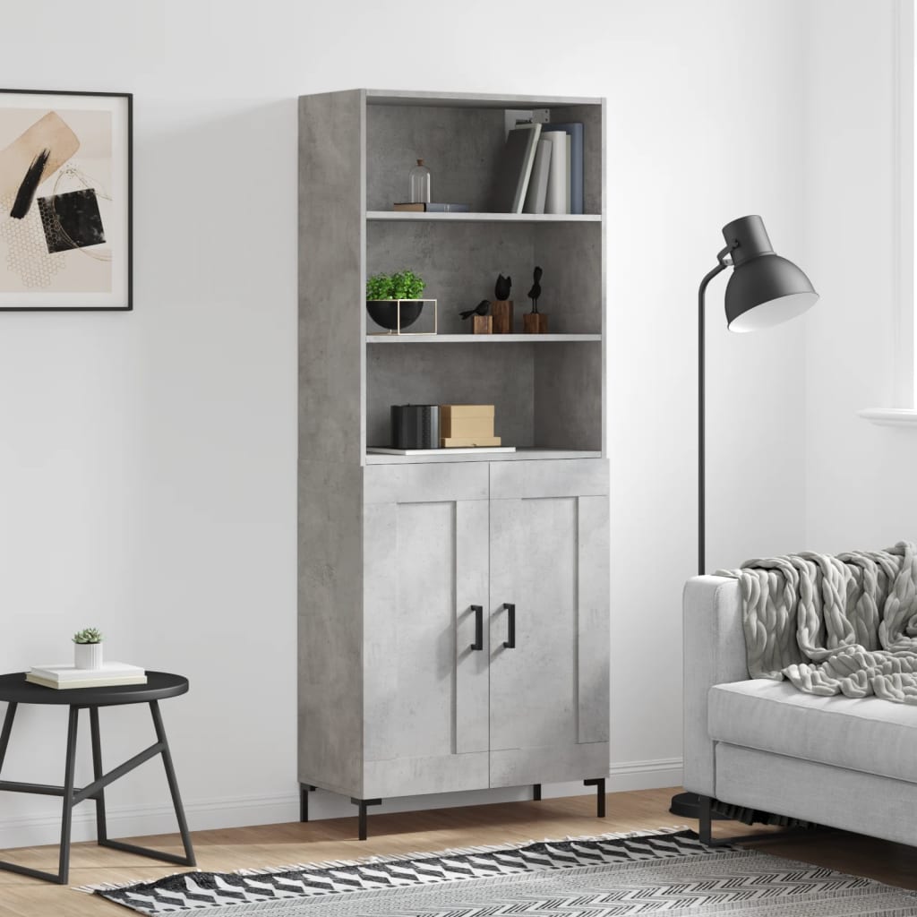 Highboard Hochglanz-Weiß 69,5x34x180 cm Holzwerkstoff