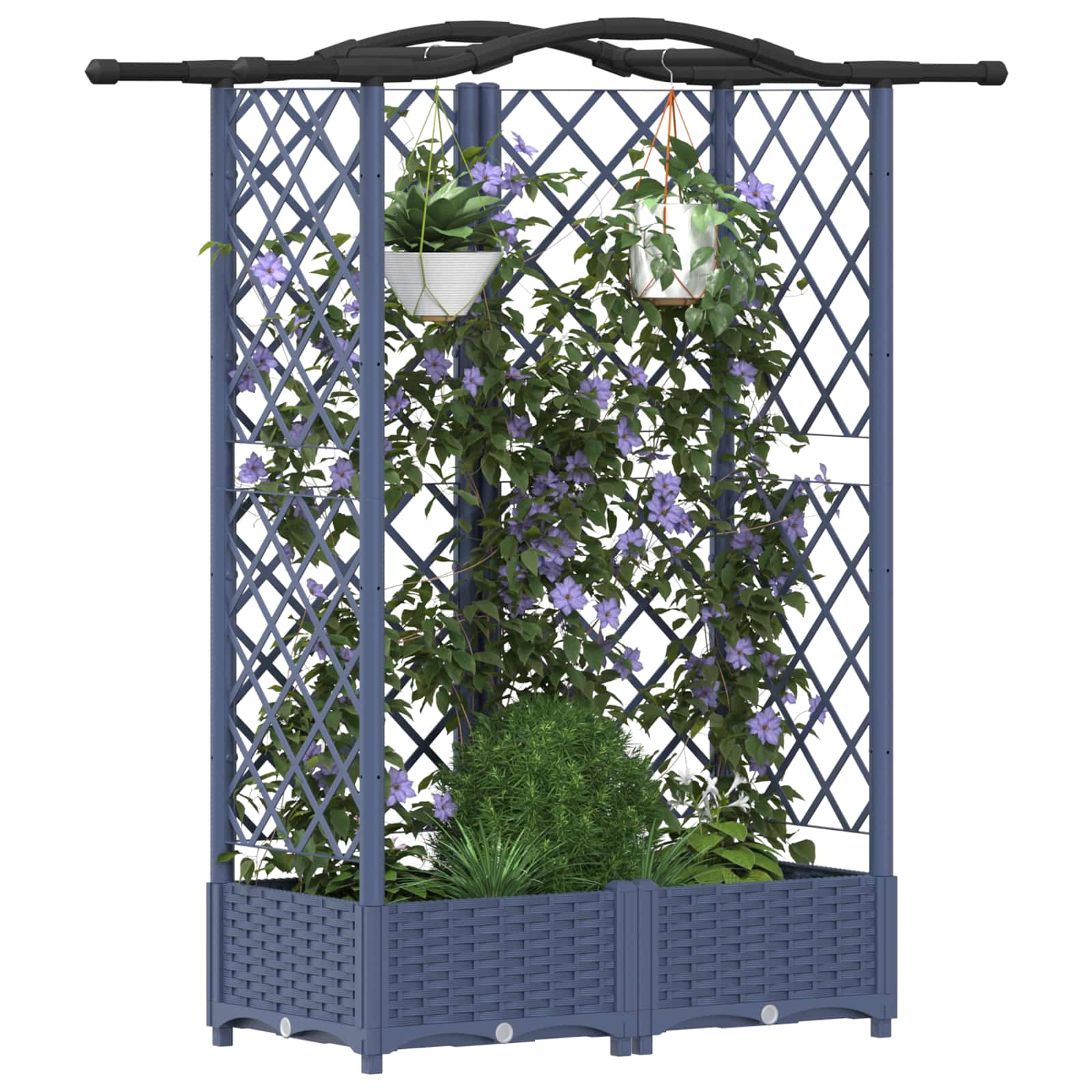 Hochbeet mit Rankgitter und Dach Braun 124 x 40 x 123 cm PP