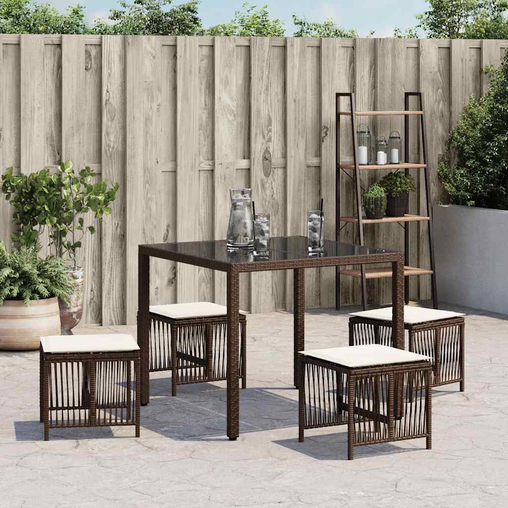 Gartenhocker mit Kissen 4 Stk. Schwarz 41x41x36 cm Poly Rattan