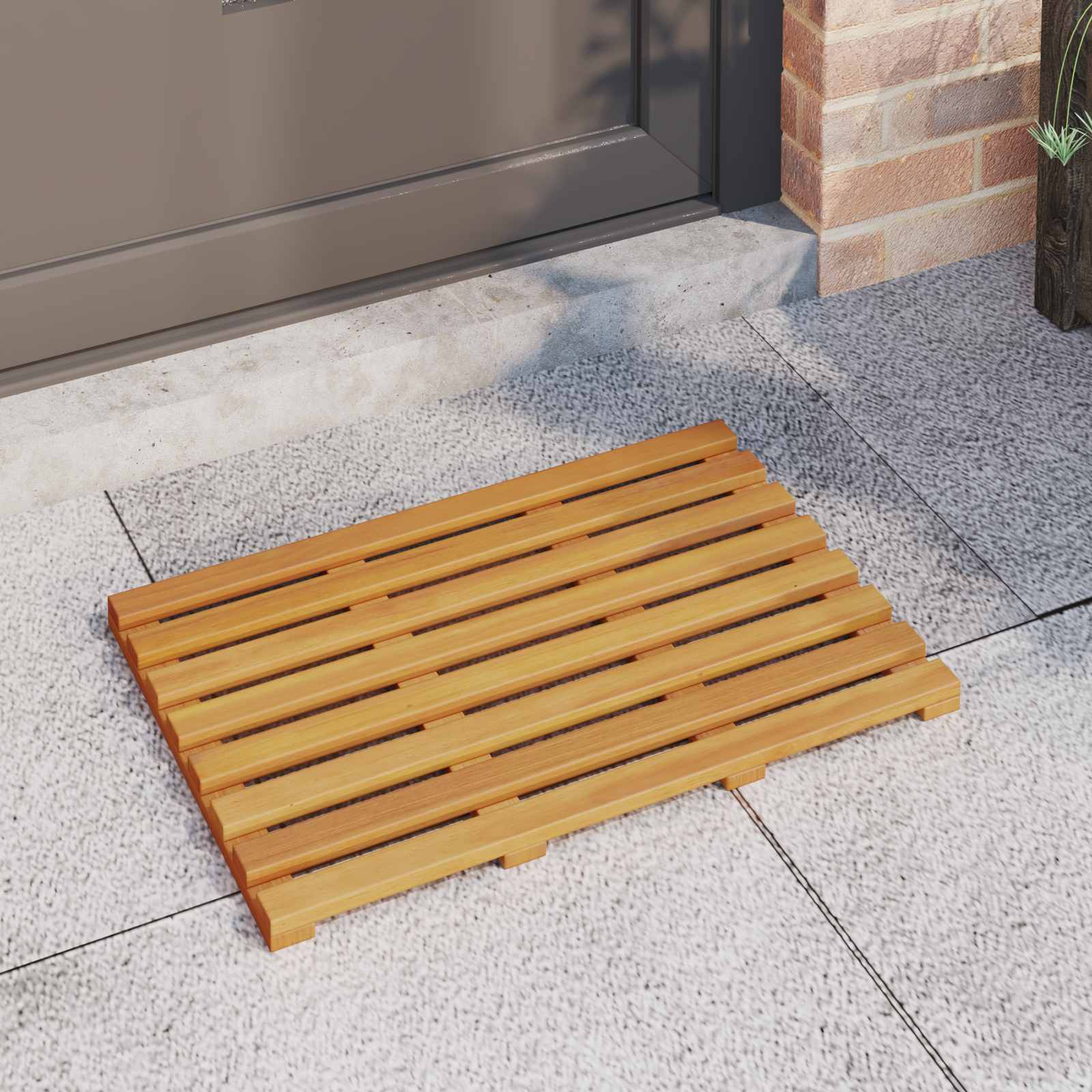 Badematte Uni Braun 56 x 37 x 2,5 cm Massives Akazienholz