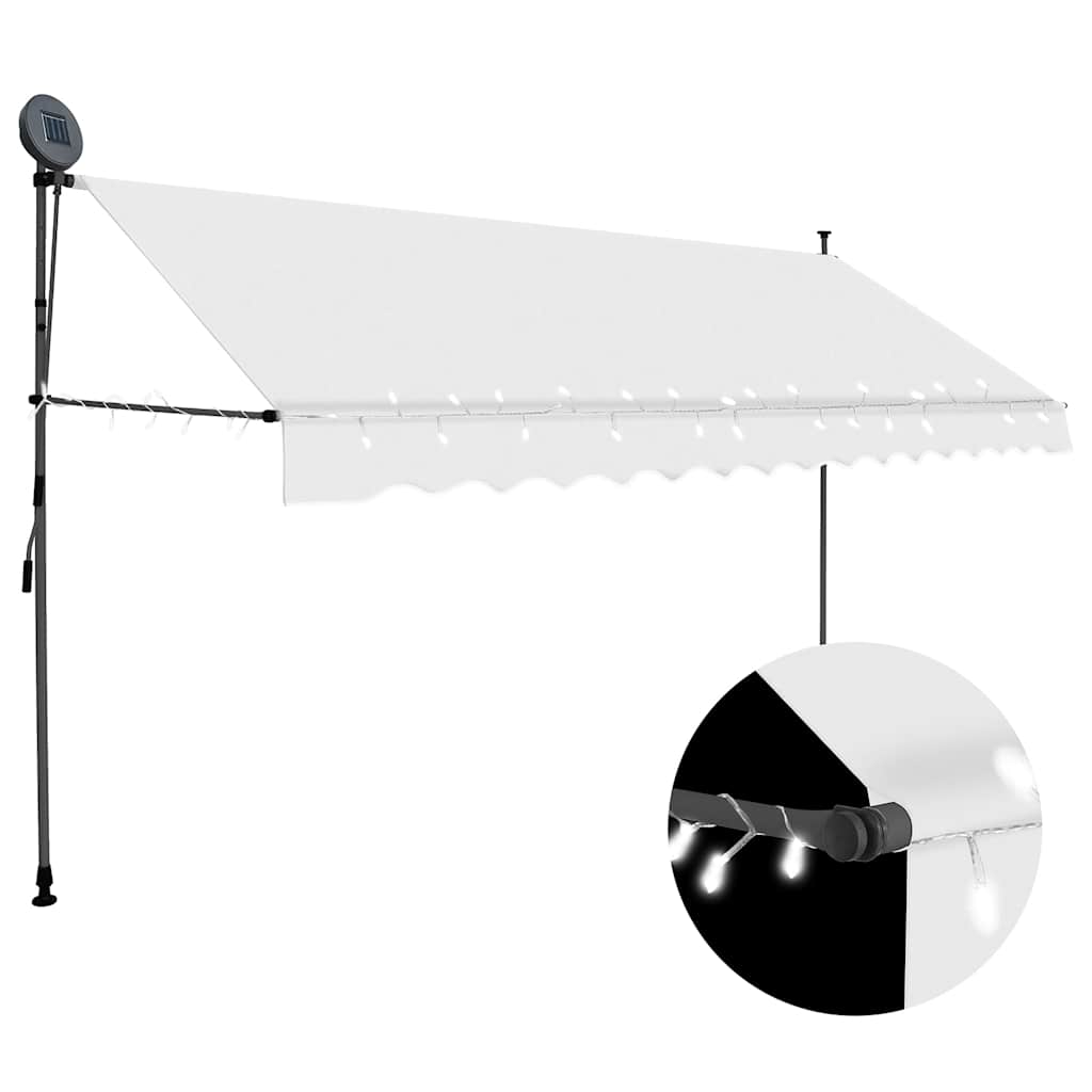Einziehbare Markise Handbetrieben mit LED 100 cm Blau und Weiß