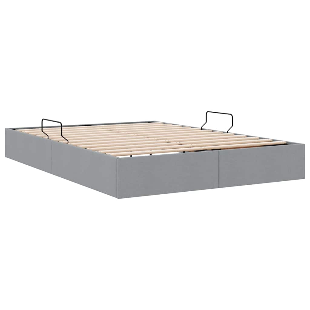 Aufbewahrungsbett mit Kopfteil Hellgrau 90 x 190 cm Stoff