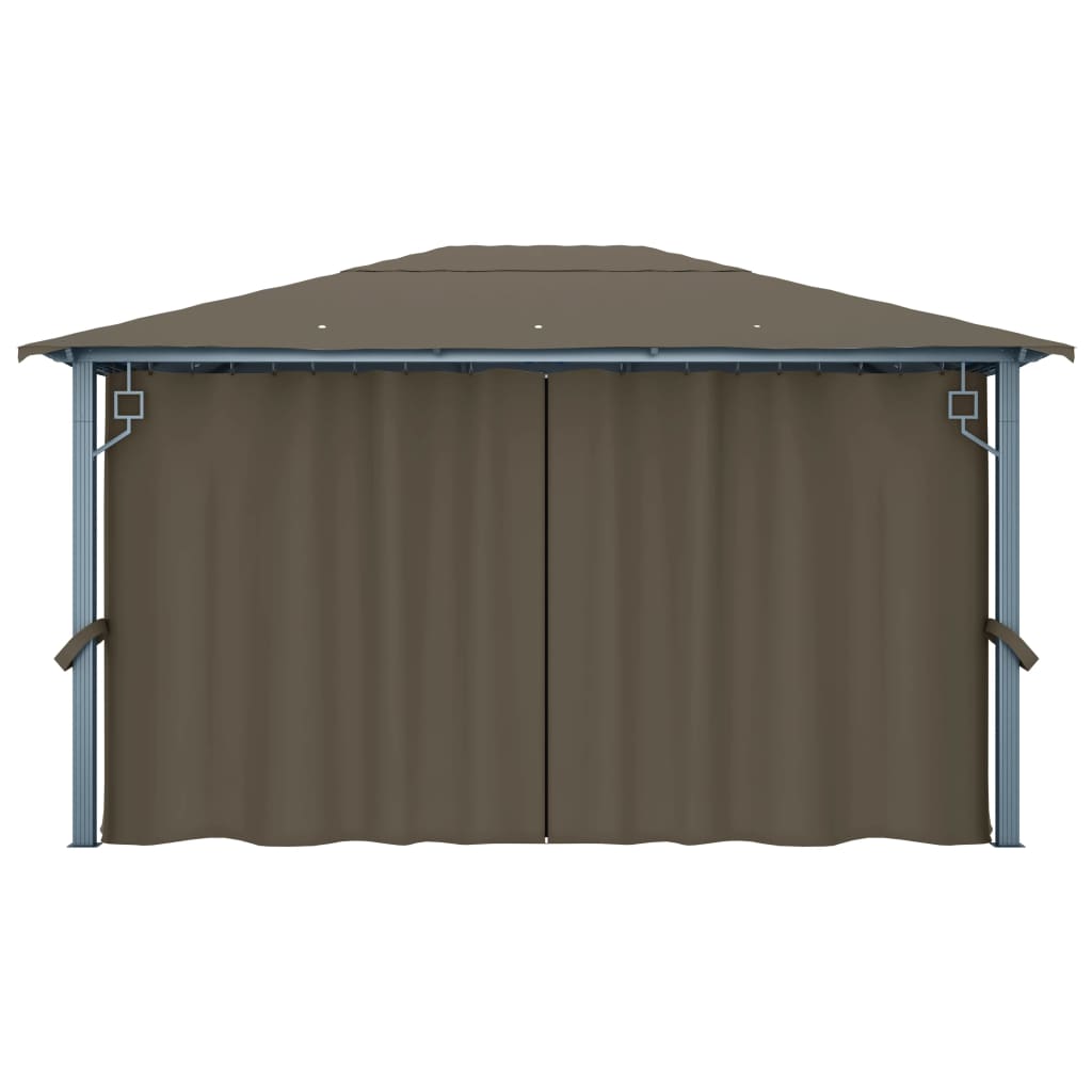 Pavillon mit Vorhängen & LED-Lichterkette 300x300 cm Creme Alu