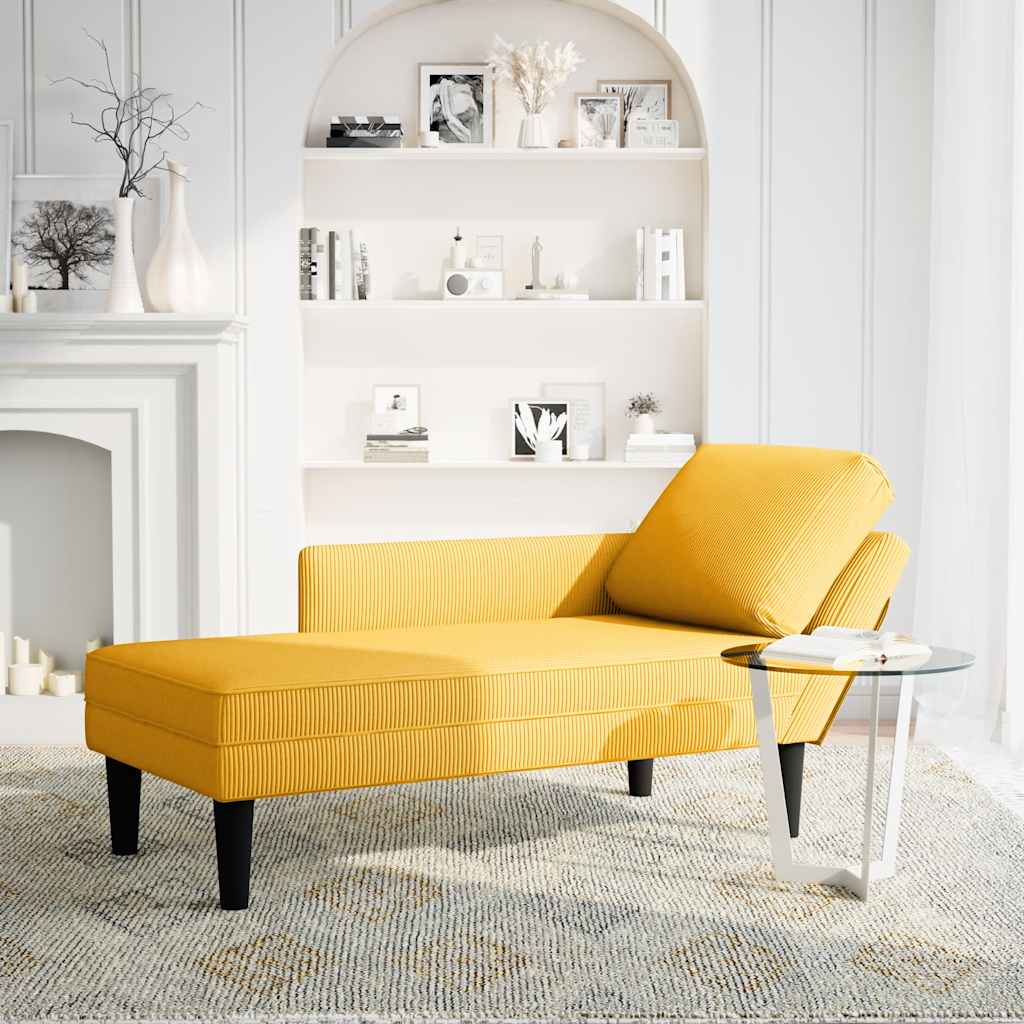 Chaiselongue mit Kissen Hellgrau Cordstoff