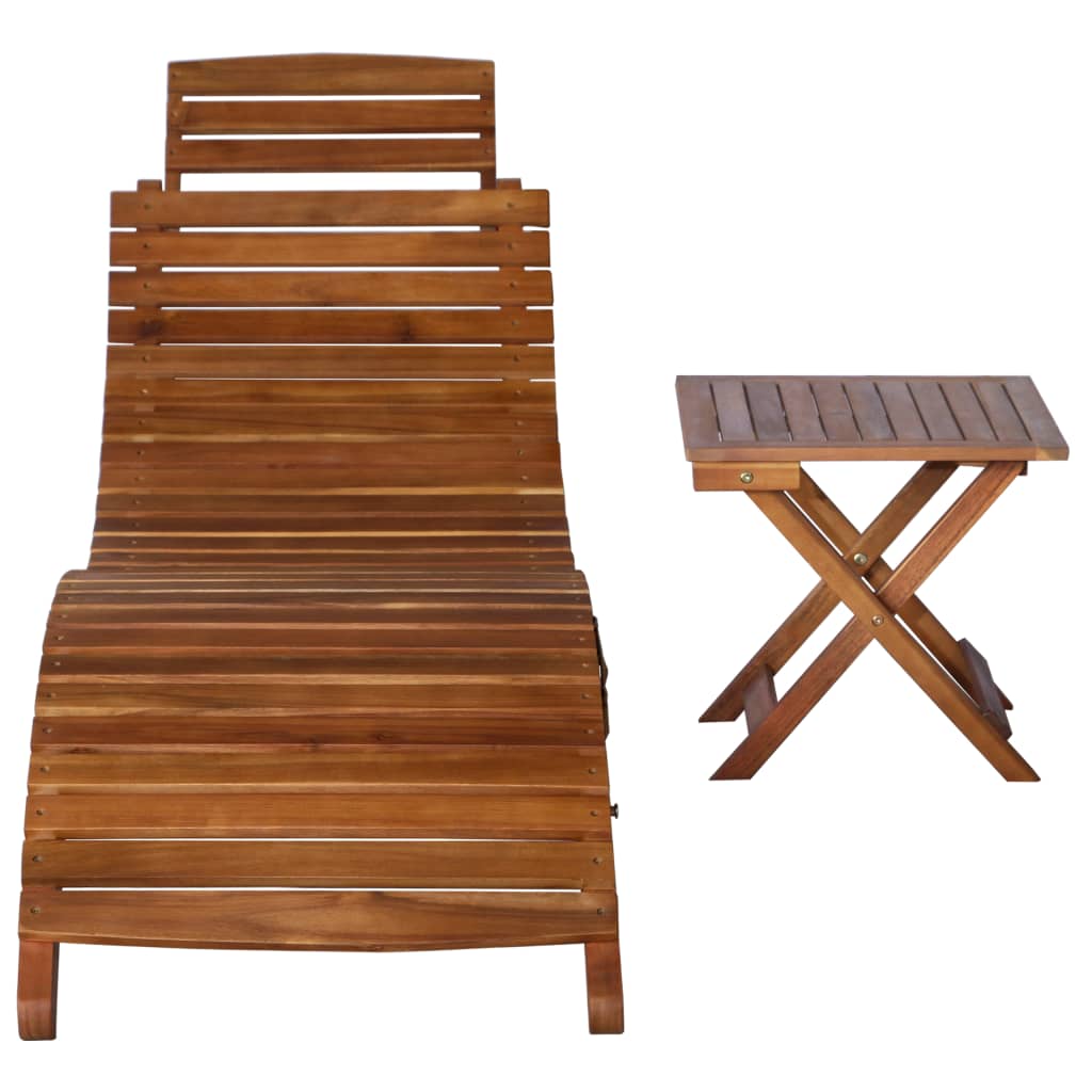 Sonnenliege 2 pcs Braun 55 x 184 x 64cm Massivholz Akazie