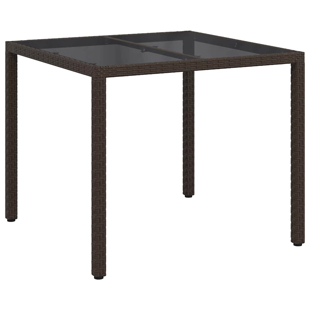 Gartentisch 150x90x75 cm Hartglas und Poly Rattan Grau