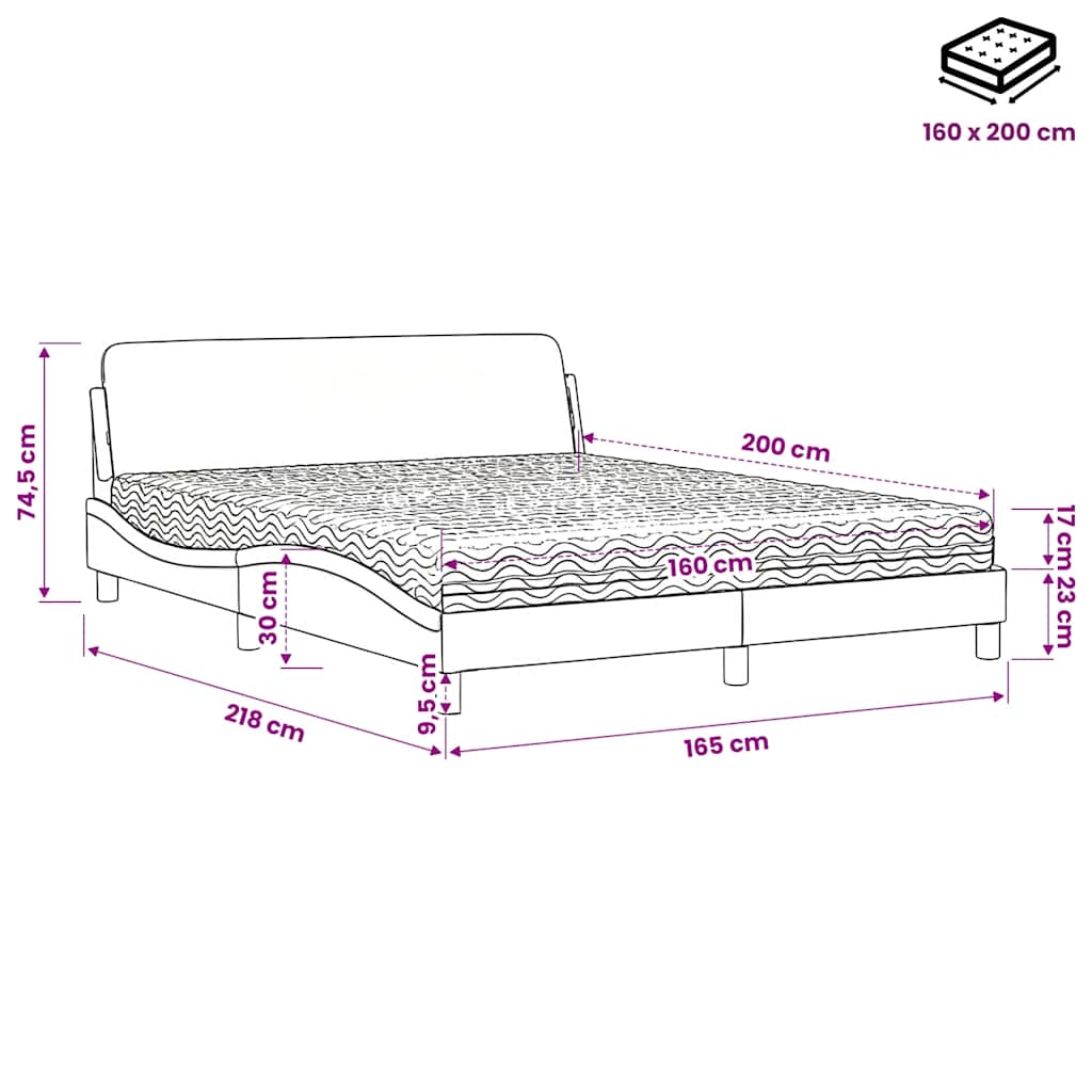 Bett mit Matratze "Dover" Schwarz 80x200 cm Kunstleder