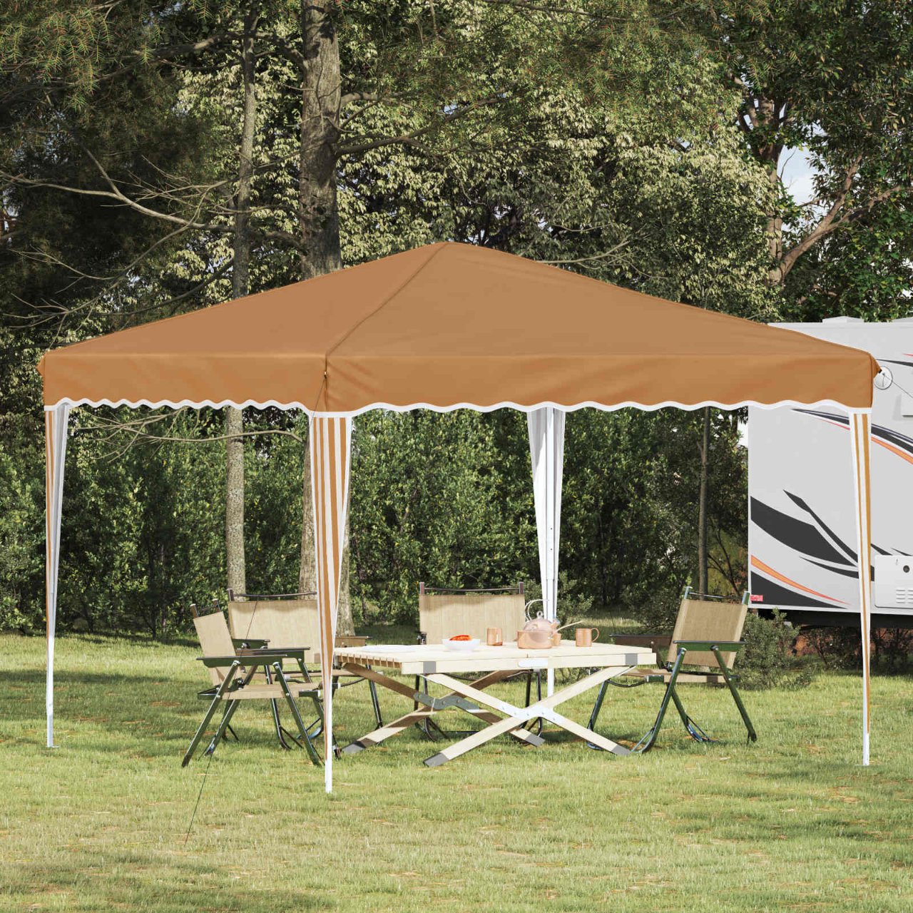 Pop-up Partyzelt 288 x 288 x 245 cm Creme Oxford-Stoff