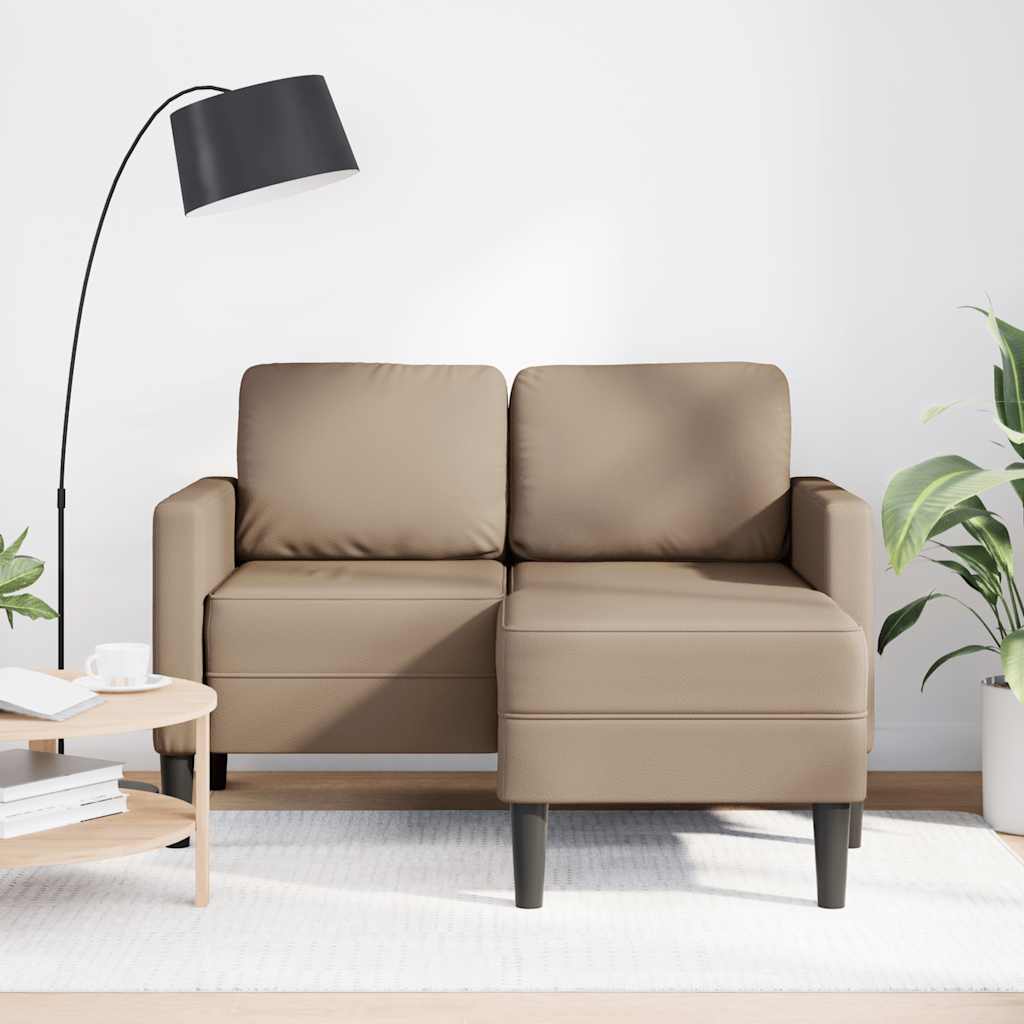 2-Sitzer-Sofa mit Chaiselongue L-förmig Schwarz 125 cm Kunstleder