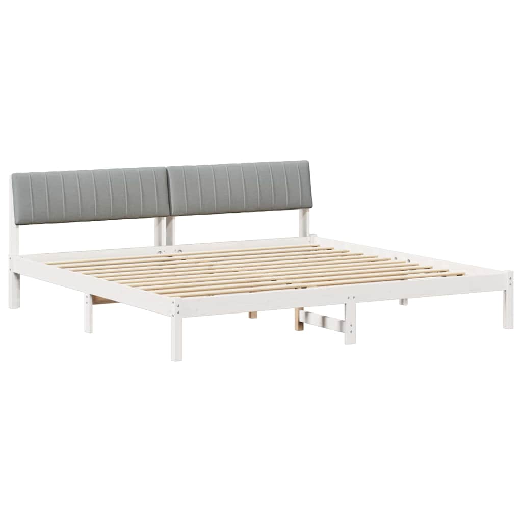 Bettgestell Braun und hellgrau 200 x 200 cm Massivholz Kiefer