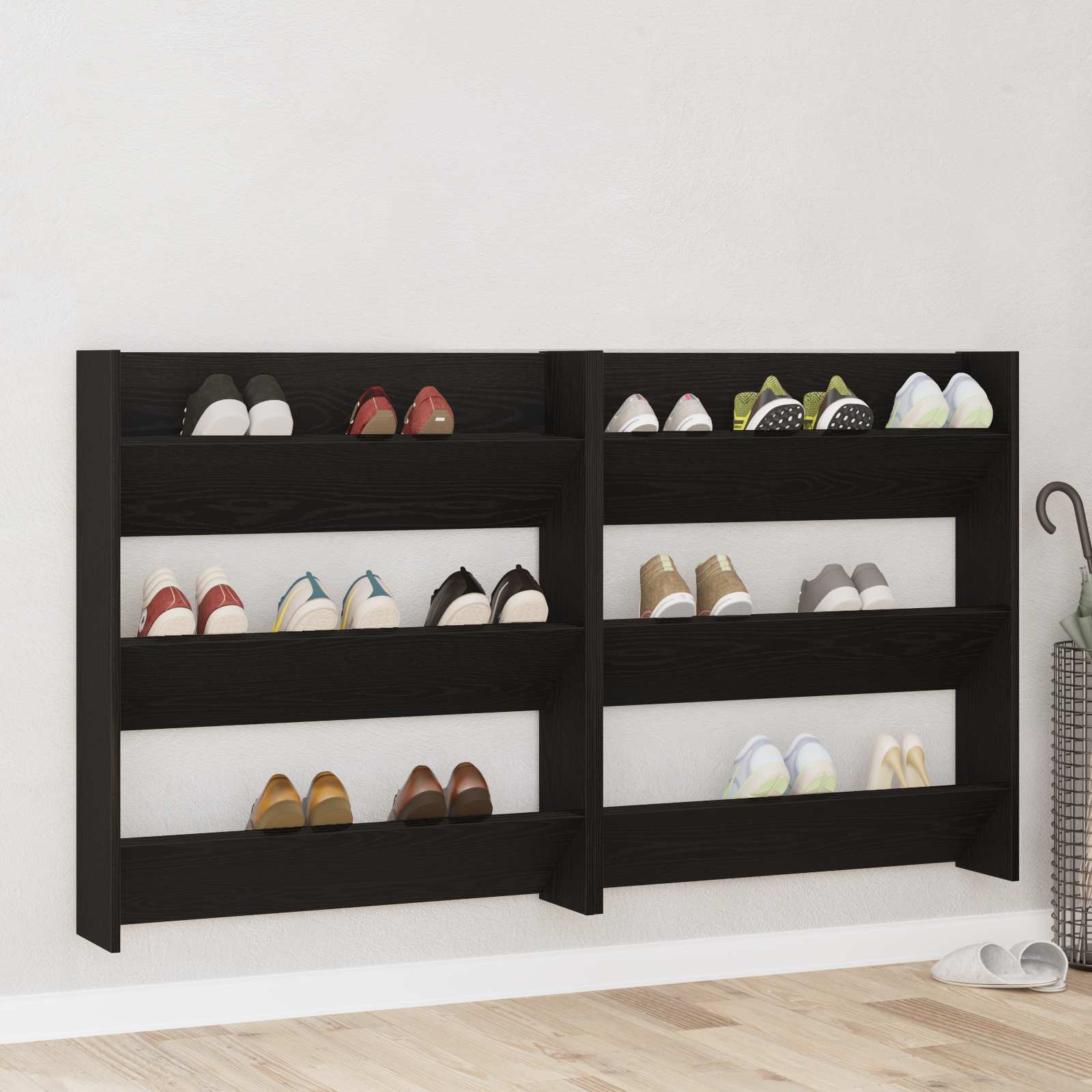 Wand-Schuhschränke 4 Stk. Weiß 60x18x60 cm Holzwerkstoff