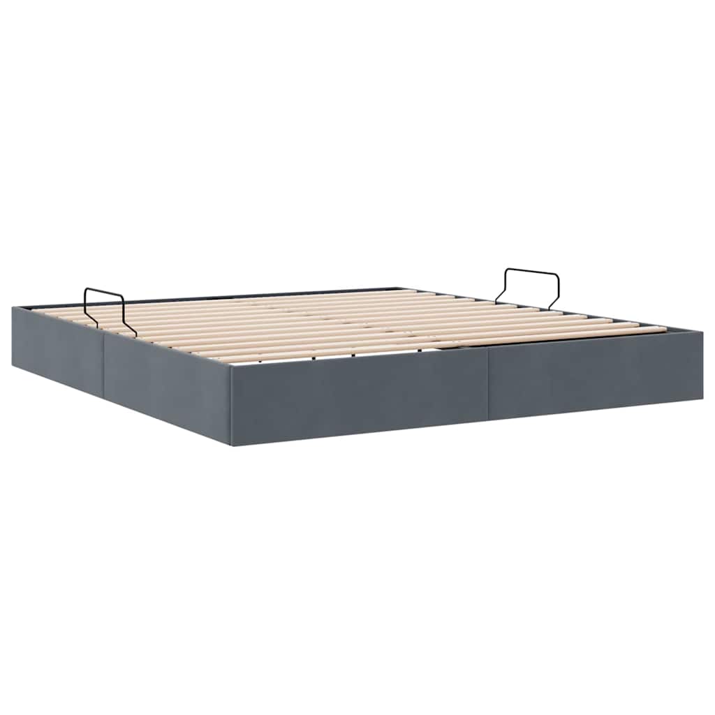 Aufbewahrungsbett mit Matratze Dunkelgrau 100 x 190 cm Samt