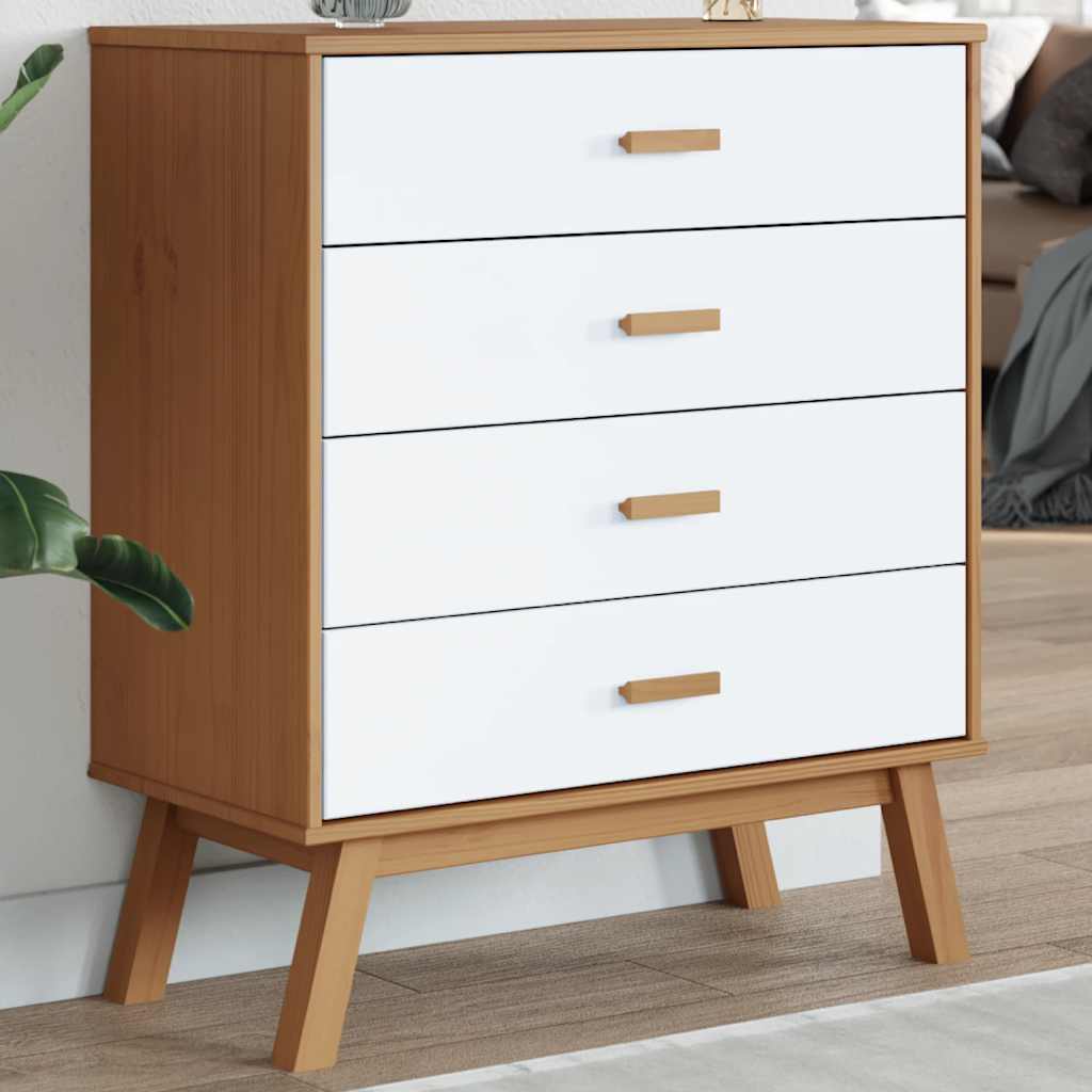 Schubladenschrank OLDEN Braun Massivholz Kiefer