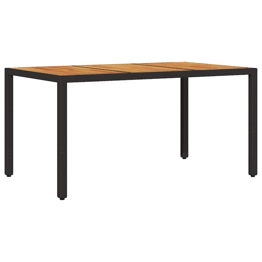 Gartentisch 190x90x75 cm Akazienholz und Poly Rattan Schwarz