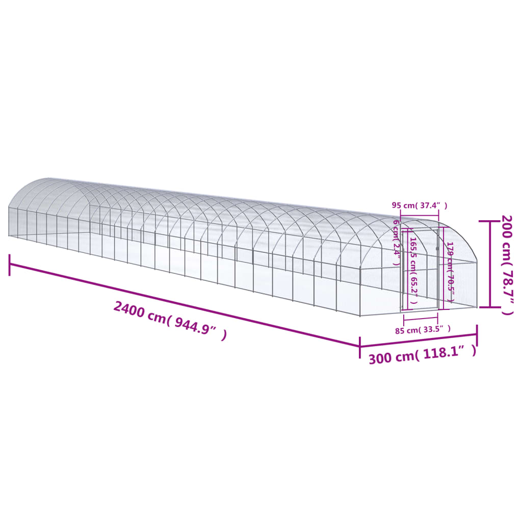 Outdoor-Hühnerstall 3x2x2 m Verzinkter Stahl