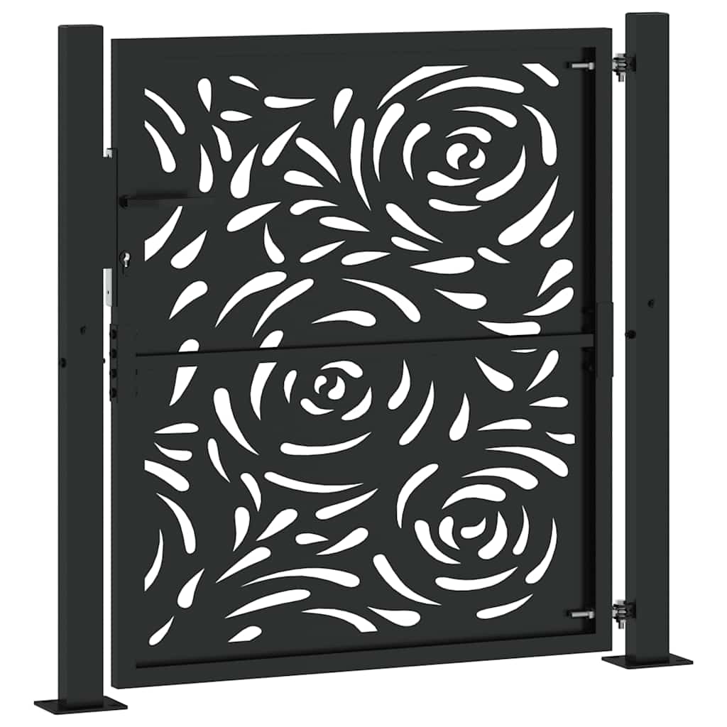 Gartentor Schwarz 100x100 cm Stahl Lichtdesign