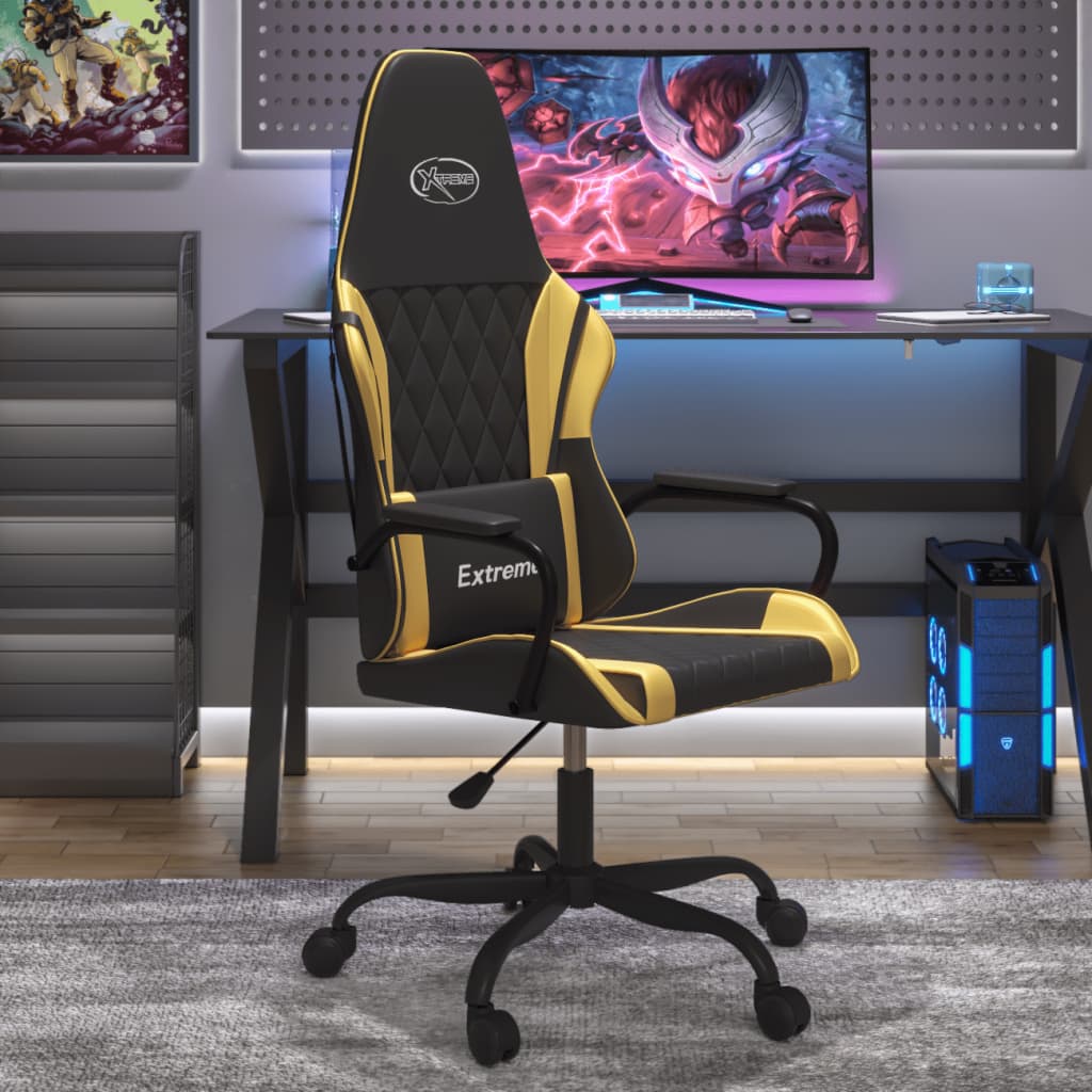 Gaming-Stuhl mit Massagefunktion Schwarz und Blau Kunstleder
