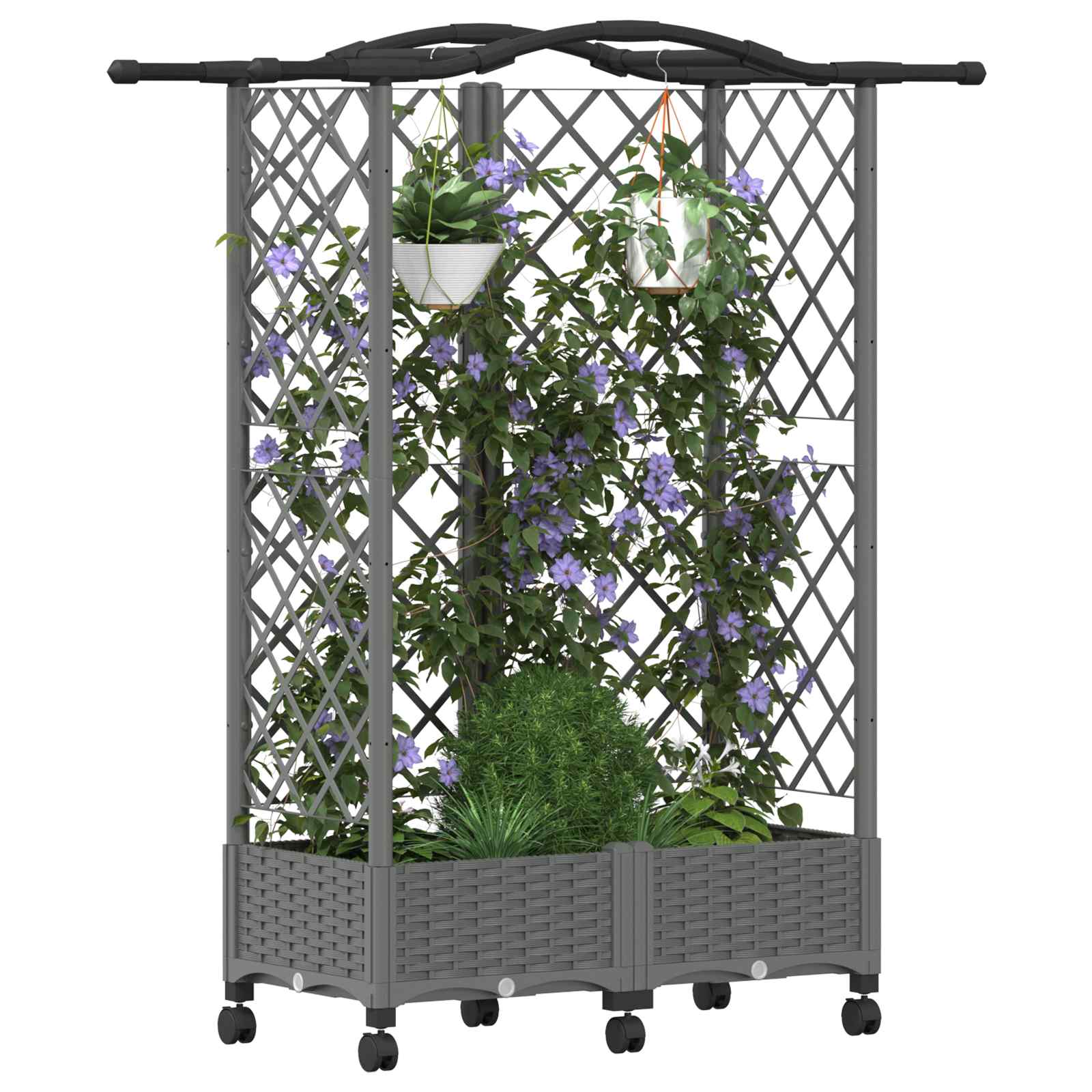 Hochbeet mit Rankgitter und Dach Braun 124 x 40 x 123 cm PP
