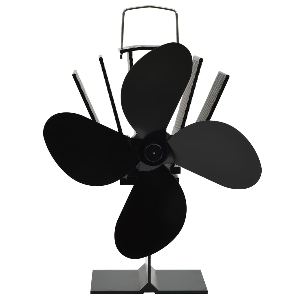 Ofenventilator Wärmebetrieben 2 Blätter Schwarz
