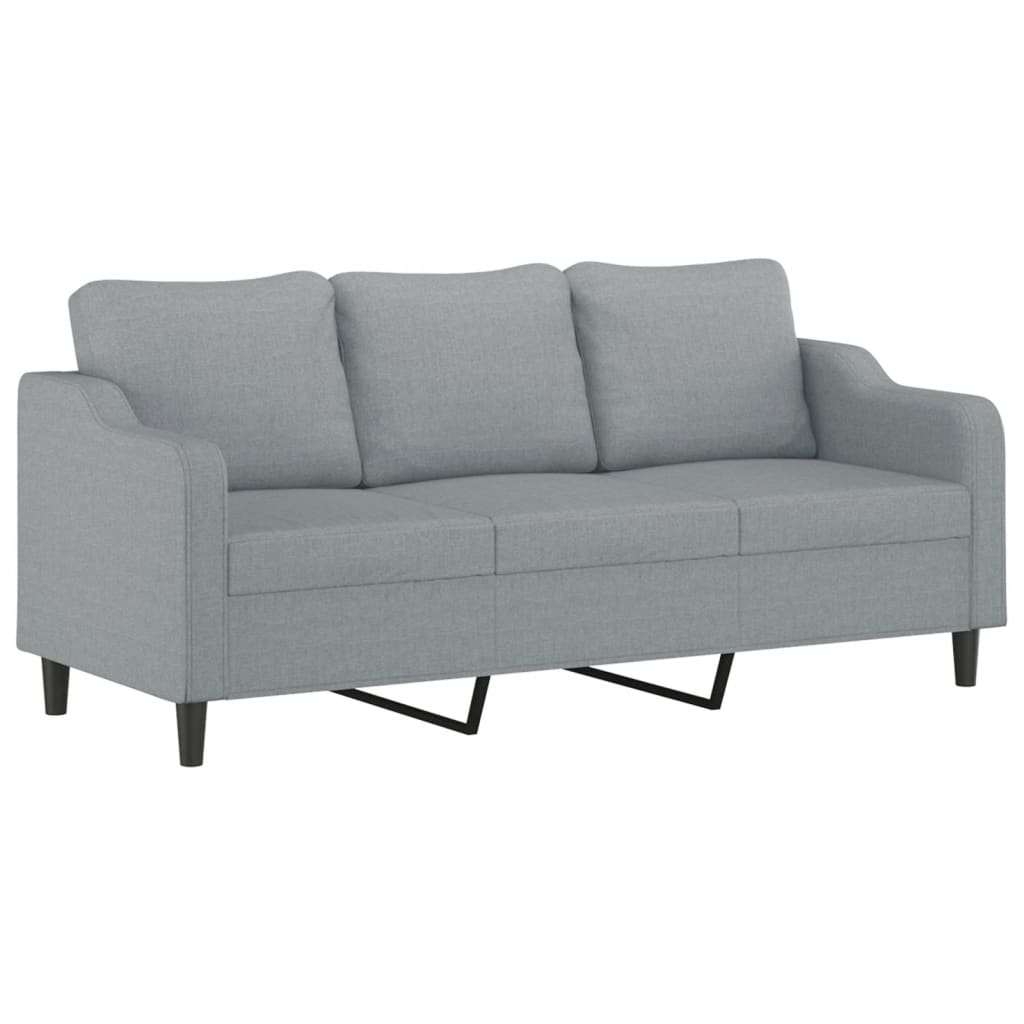 3-tlg. Sofagarnitur mit Kissen Braun Stoff