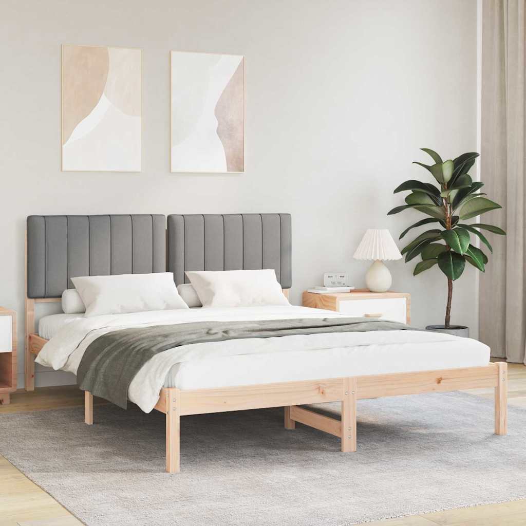 Bettgestell mit gepolstertem Kopfteil Hellgrau 200 x 200 cm