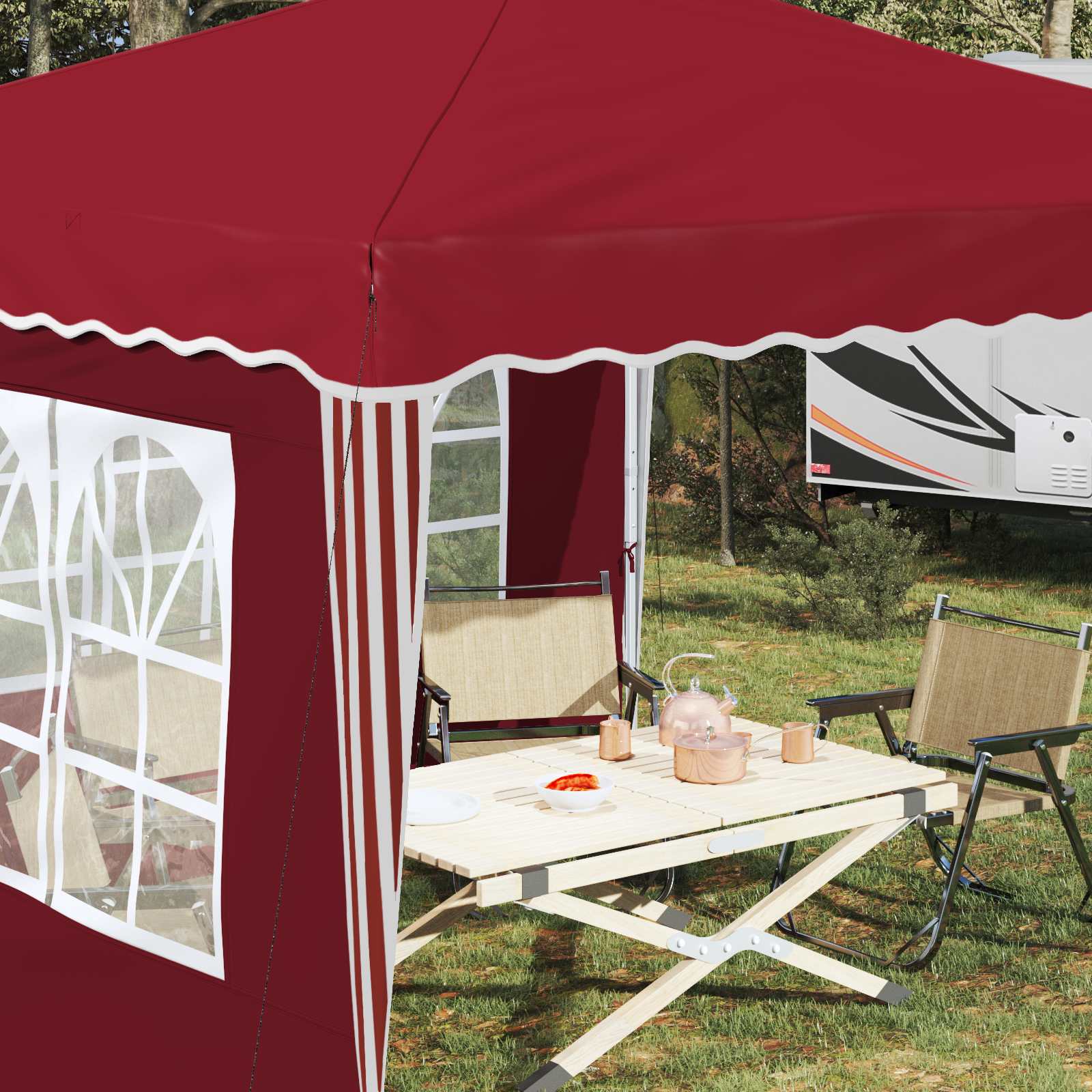 Pop-up Partyzelt 288 x 288 x 245 cm Creme Oxford-Stoff