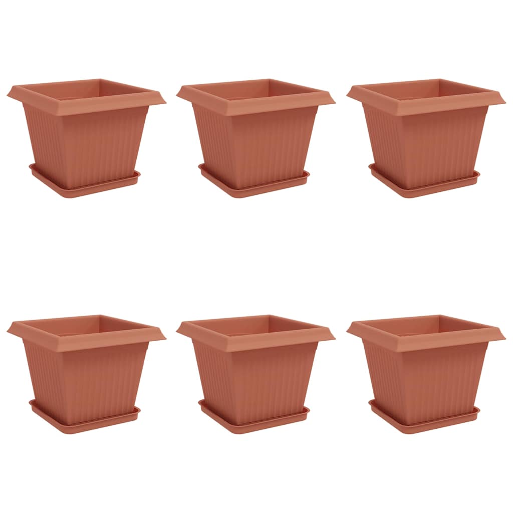 Blumentöpfe 6 pcs Ziegelrot 20 x 20 x 16 cm Kunststoff