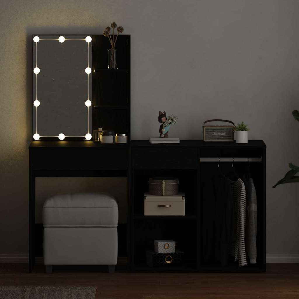LED-Schminktisch mit Schrank Weiß Holzwerkstoff