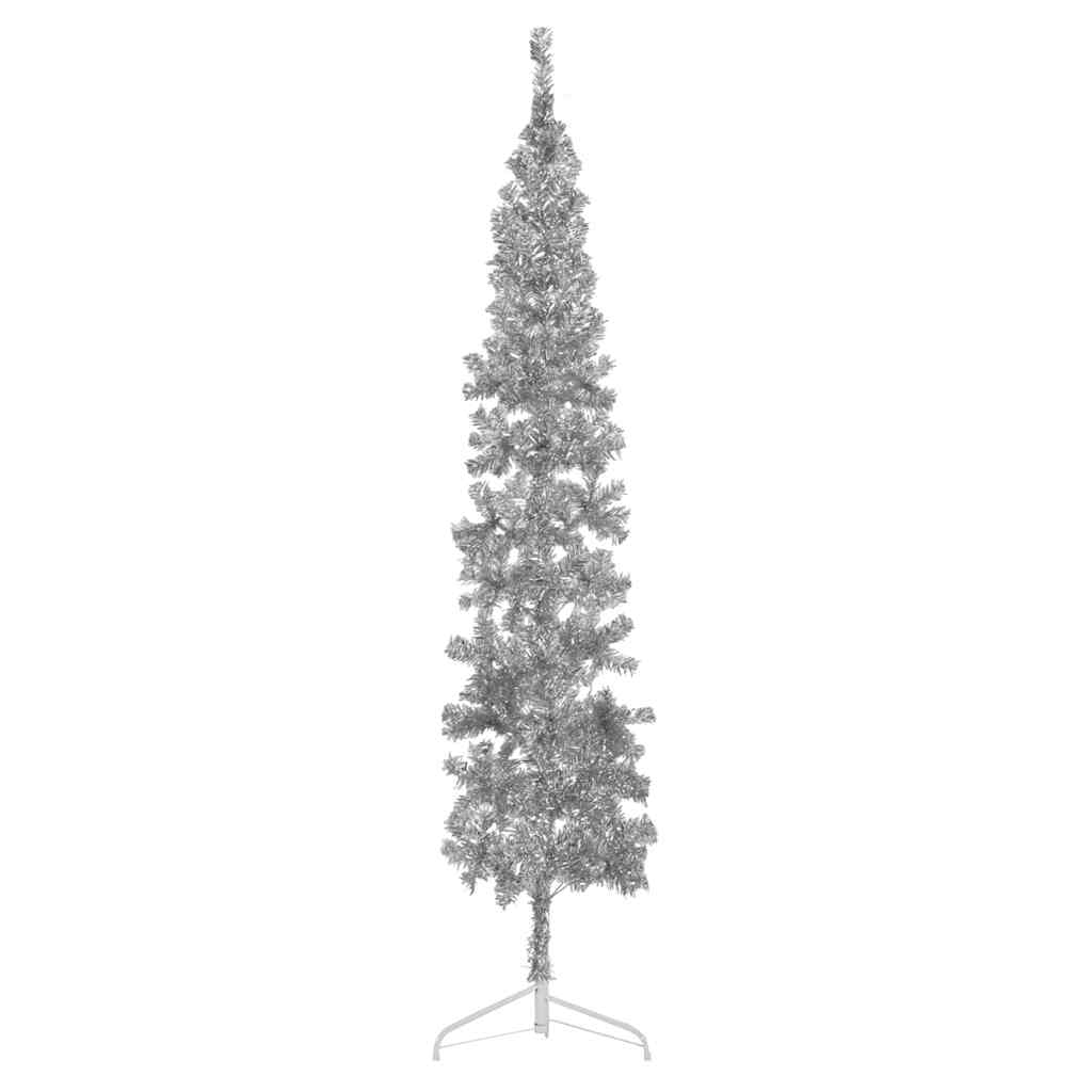 Künstlicher Halb-Weihnachtsbaum mit Ständer Schlank Weiß 180 cm