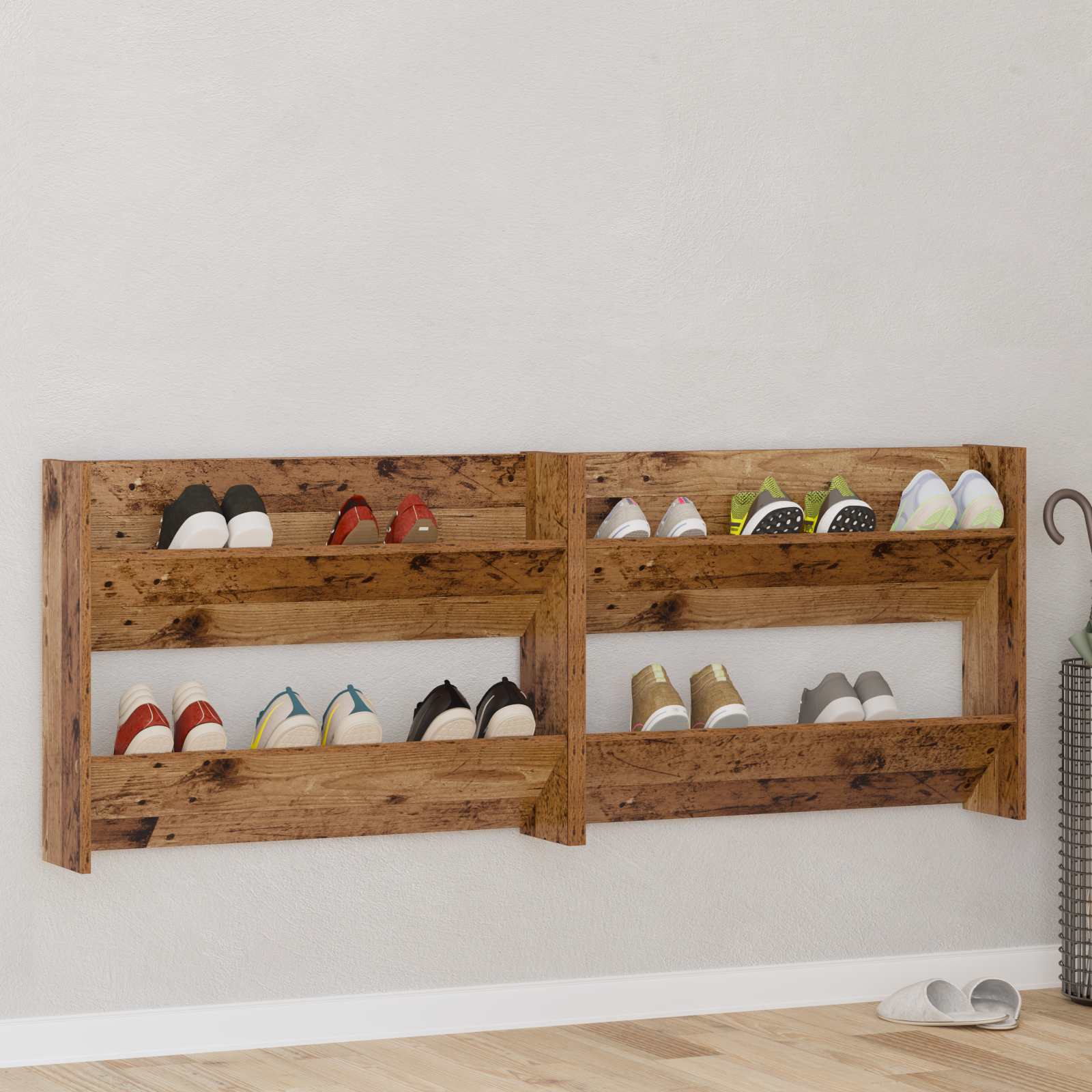 Wand-Schuhschränke 4 Stk. Weiß 60x18x60 cm Holzwerkstoff