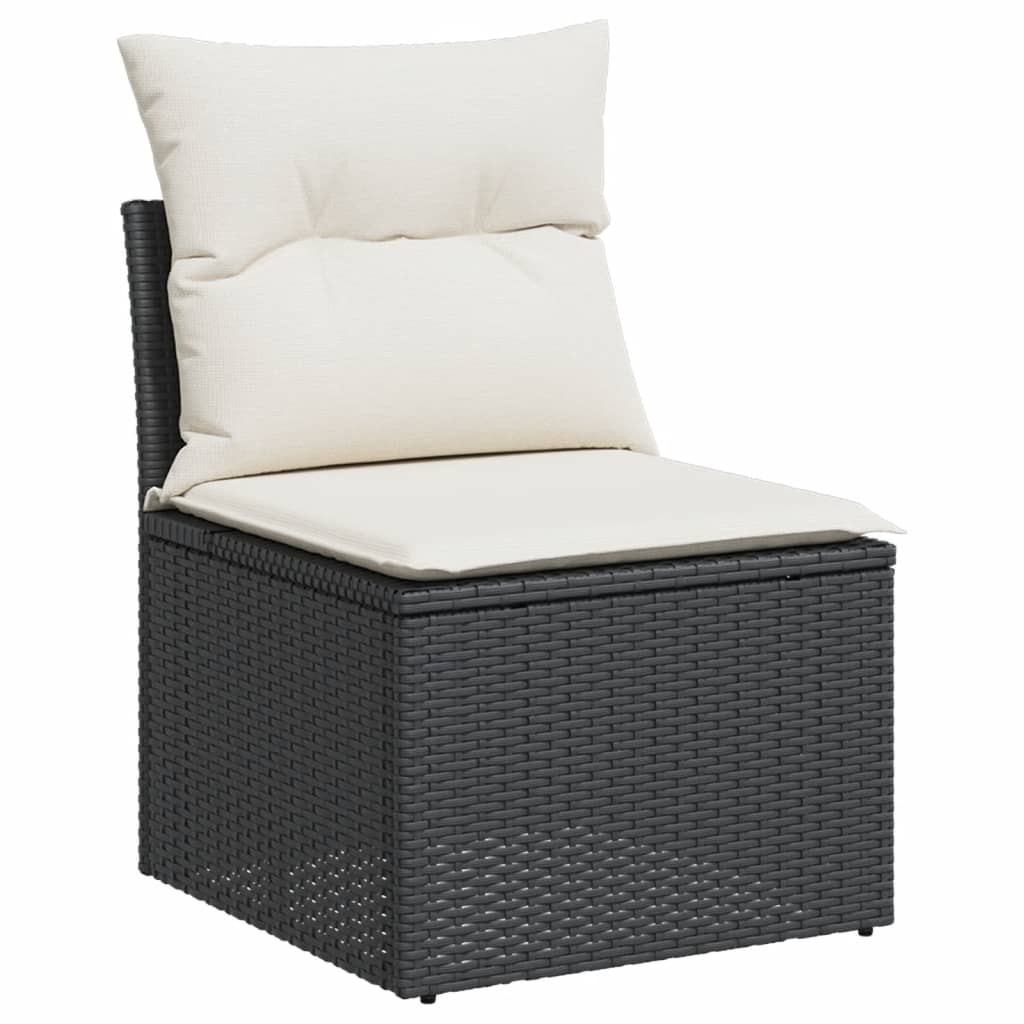 10-tlg. Garten-Sofagarnitur mit Kissen Beige Poly Rattan