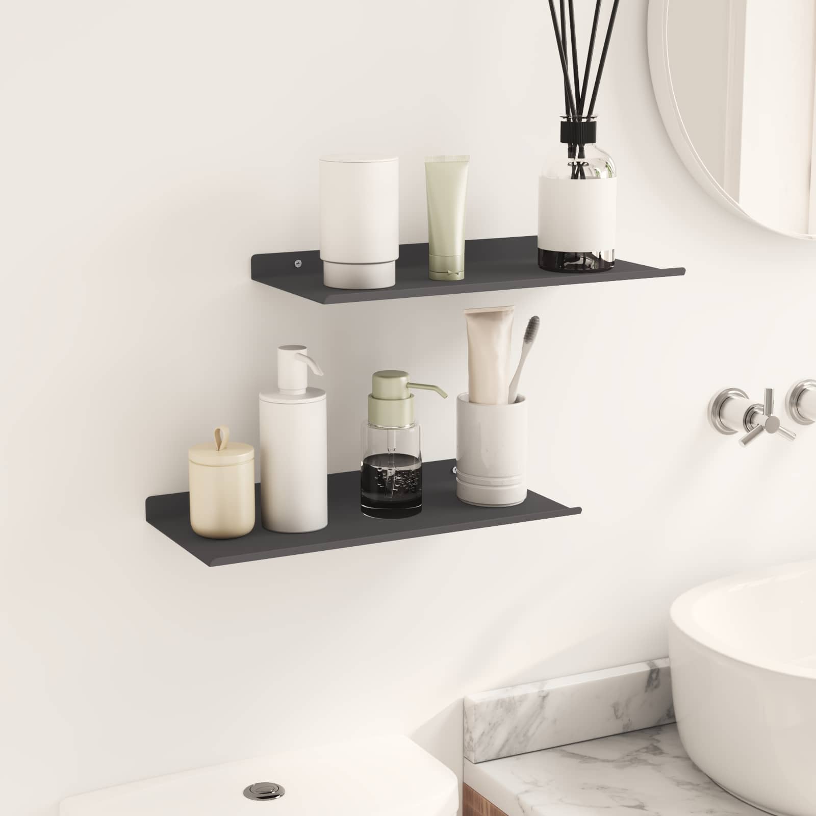 Schwebendes Regal 3 pcs Schwarz 40 x 9 x 2,5 cm Stahl