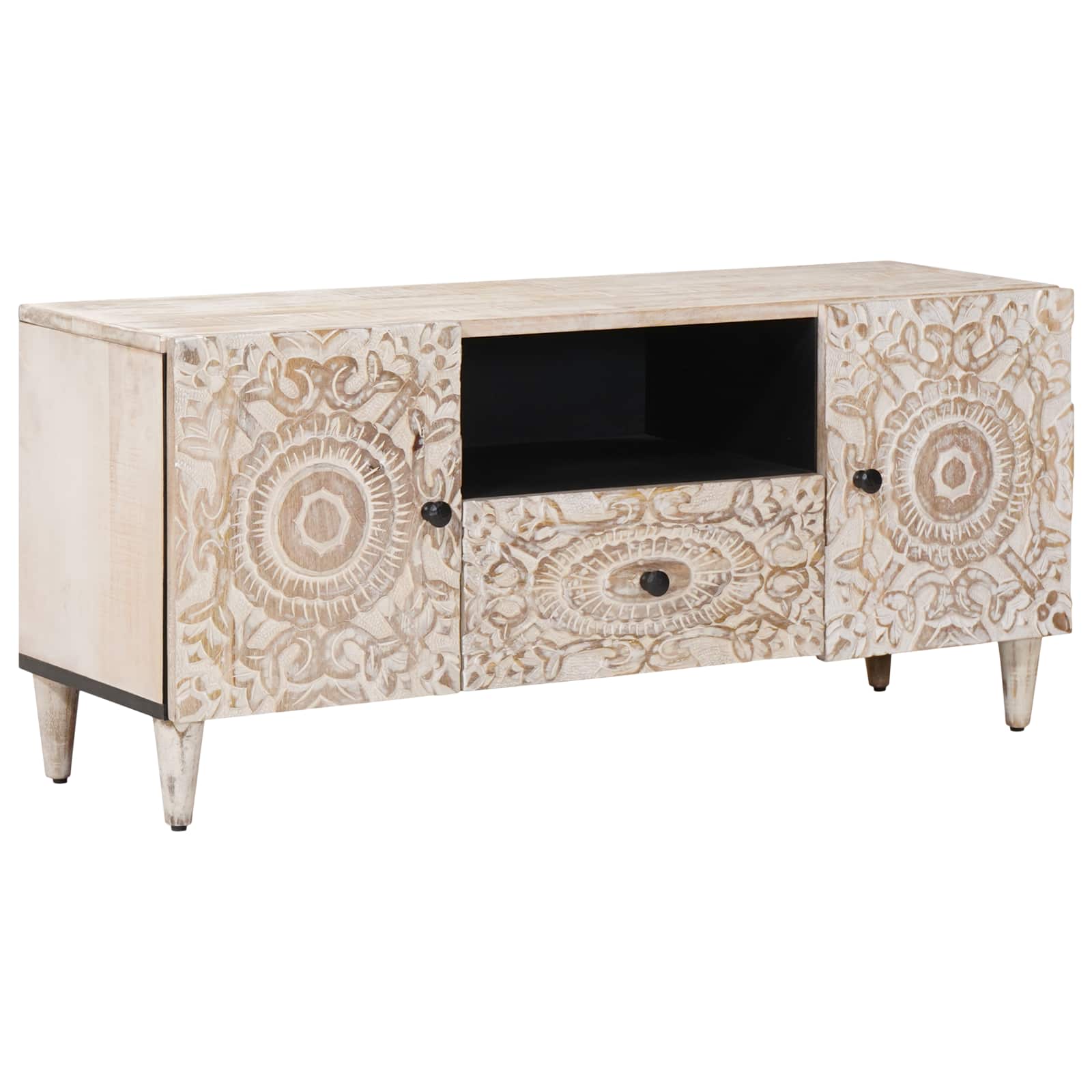 TV-Schränk mit Tür Braun 105 x 33,5 x 46 cm Massivholz Mango