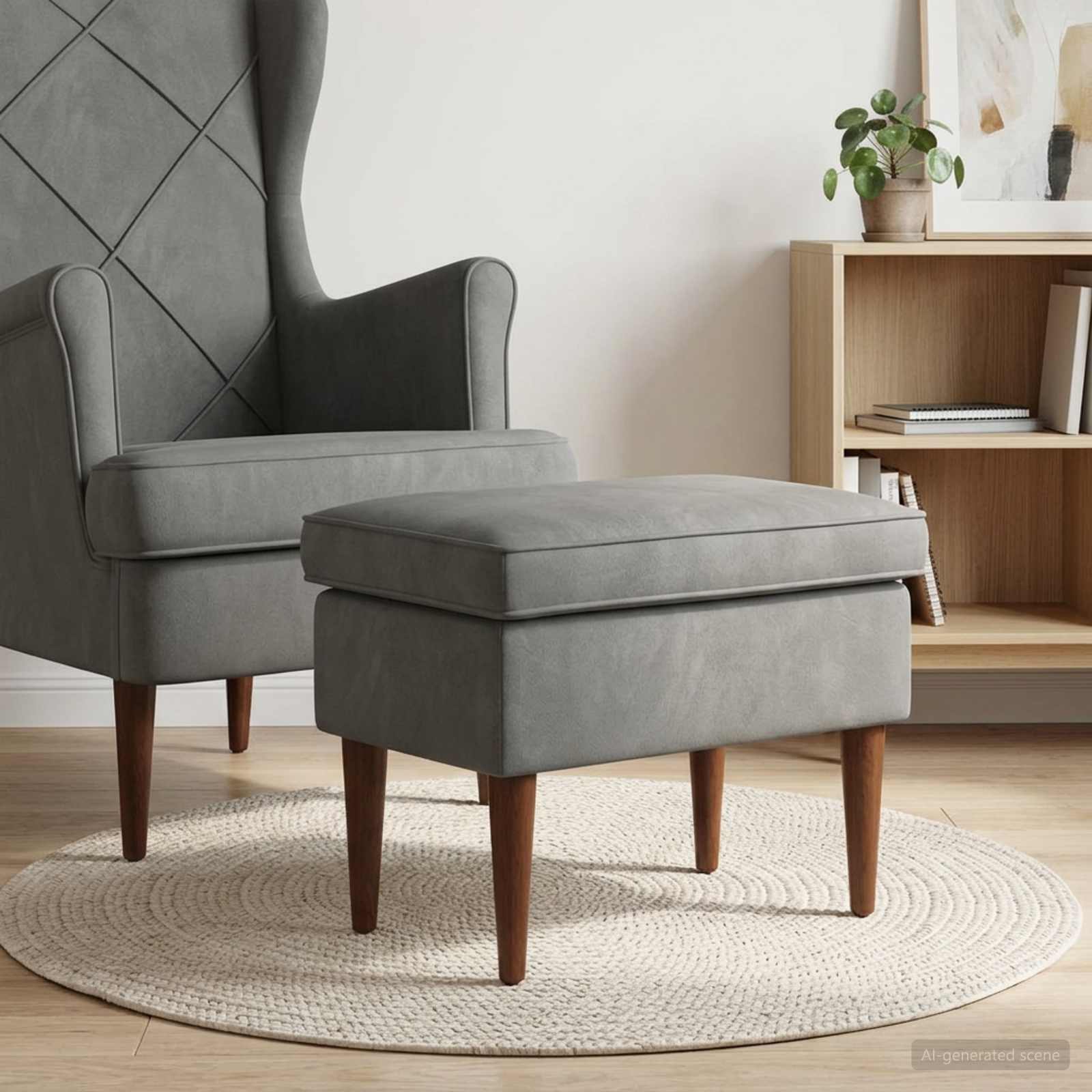 Hocker Hellgrau 55 x 35 x 41 cm Samt