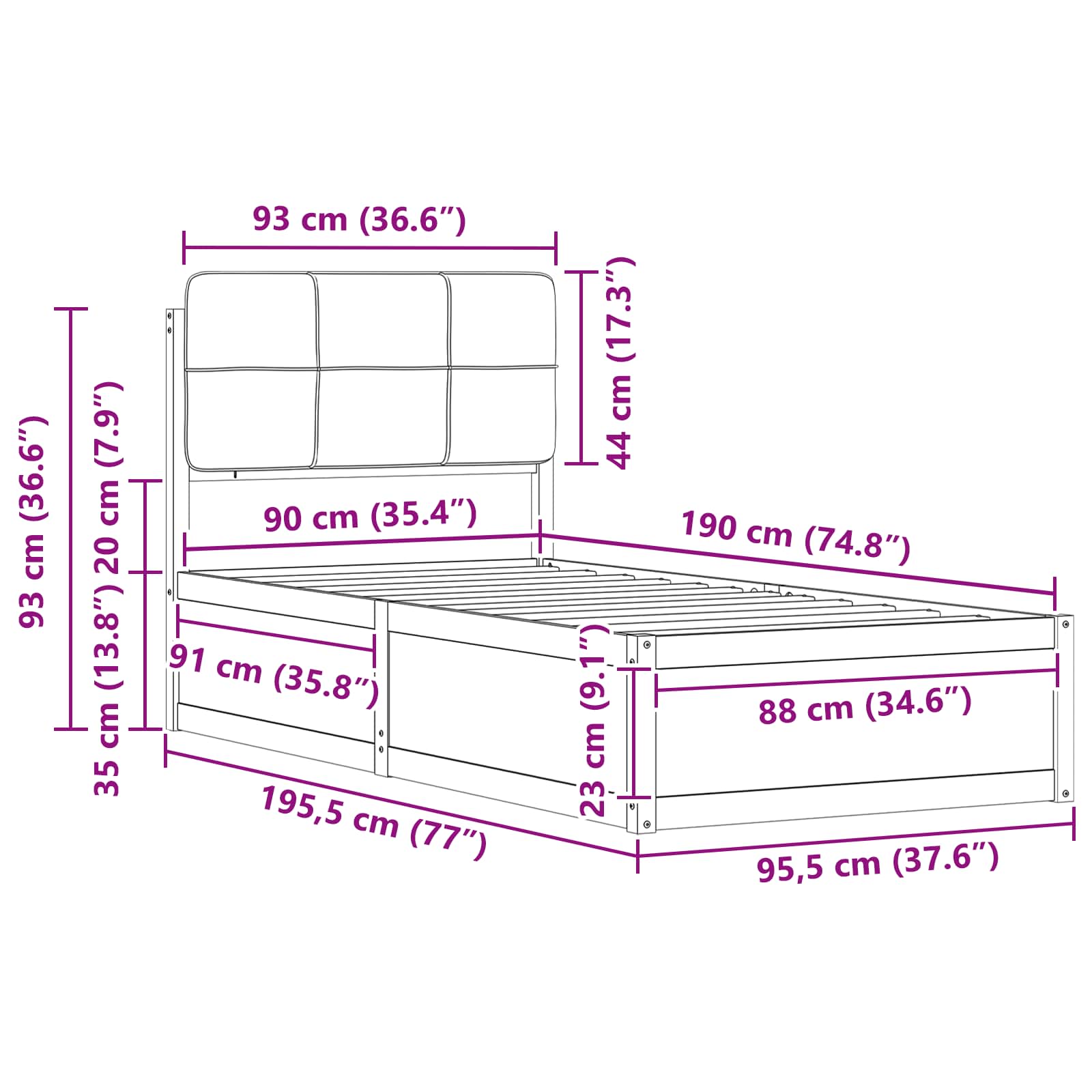 Bettgestell mit gepolstertem Kopfteil Hellgrau 200 x 200 cm