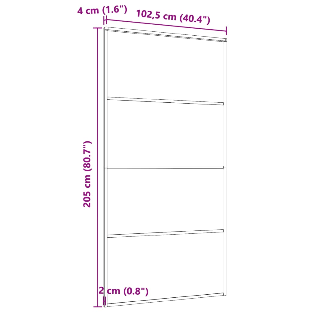 Schiebetür Aluminium und ESG Glas 90x205 cm Schwarz