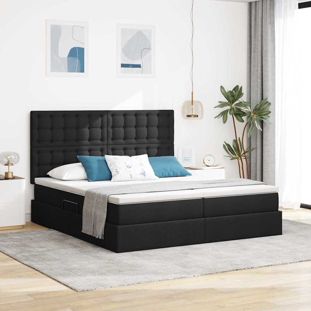 Aufbewahrungsbett mit Kopfteil Hellgrau 180 x 200 cm Stoff