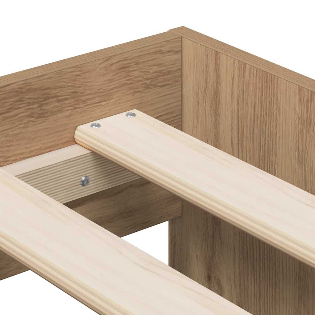 Aufbewahrungsbettgestell mit Speicher Weiß 80 cm Holzwerkstoff