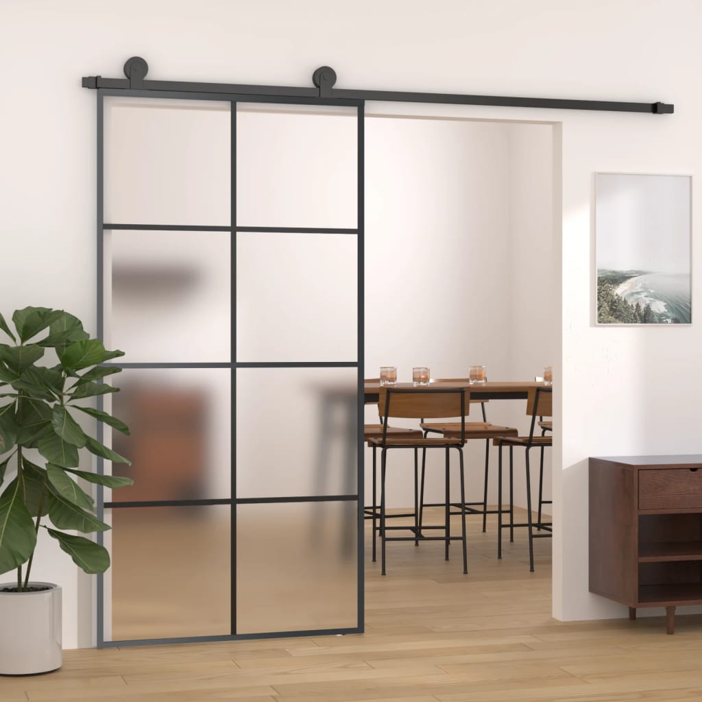 Schiebetür mit Beschlag 76x205 cm ESG-Glas & Aluminium