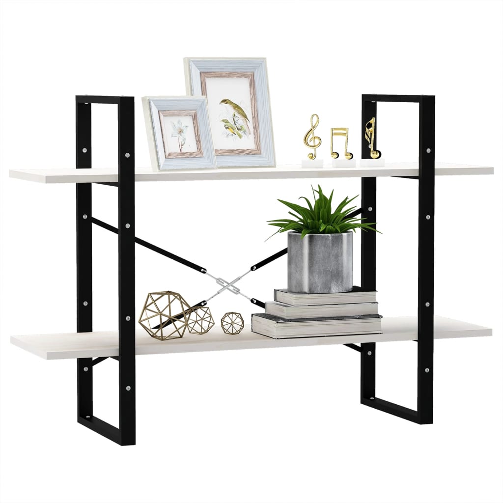 Bücherregal 2 Fächer Weiß 100x30x70 cm Holzwerkstoff