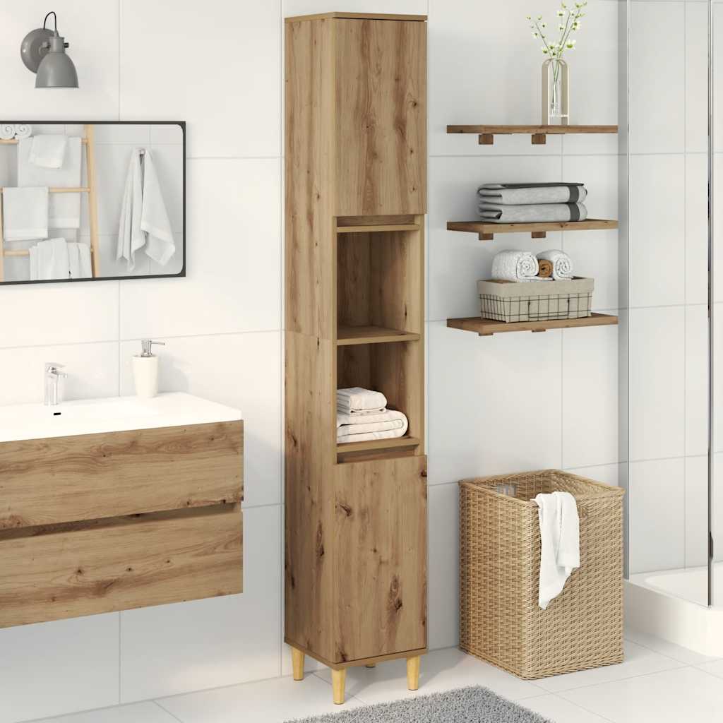 Badschrank Weiß 30x30x190 cm Holzwerkstoff