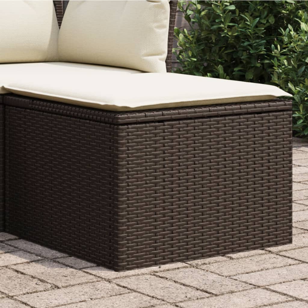 Gartenhocker mit Kissen Schwarz 55x55x37 cm Poly Rattan
