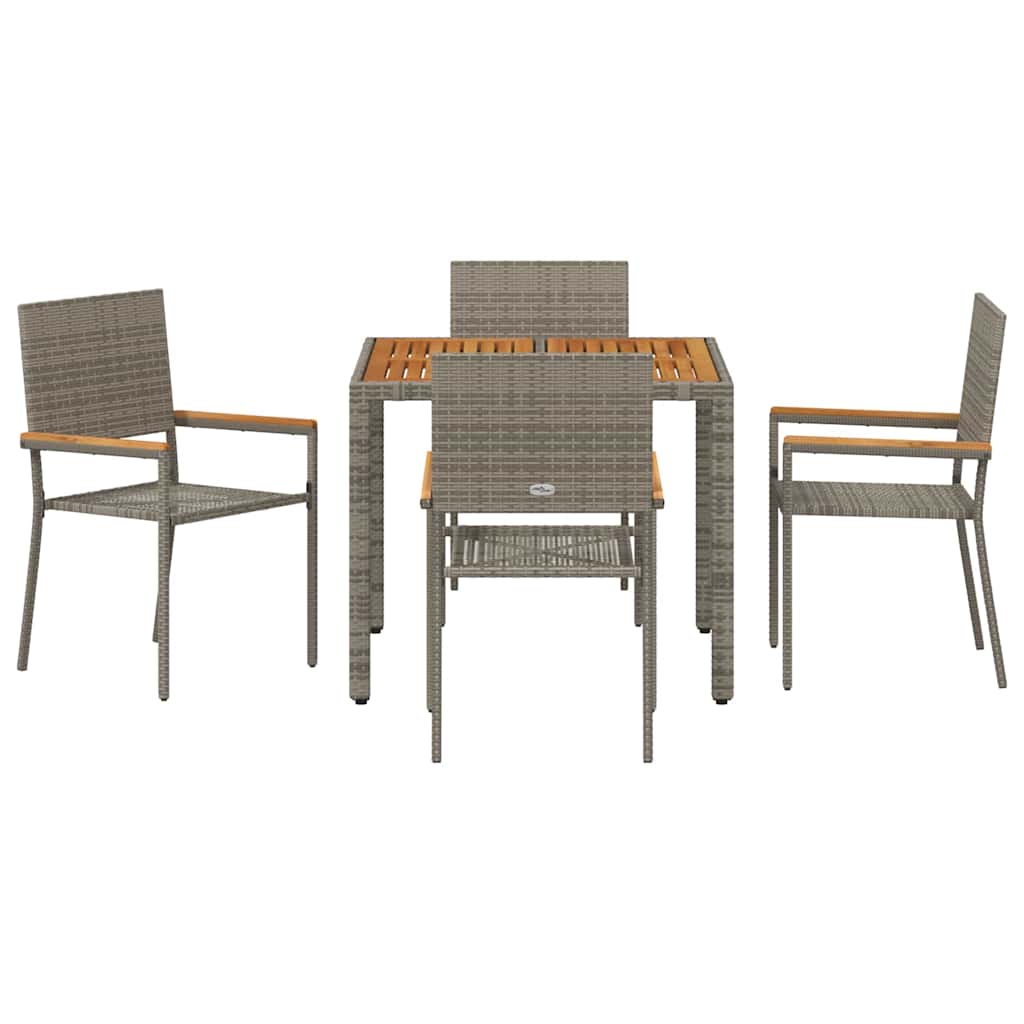 Garten Essgruppe 3 pcs Schwarz Poly-Rattan