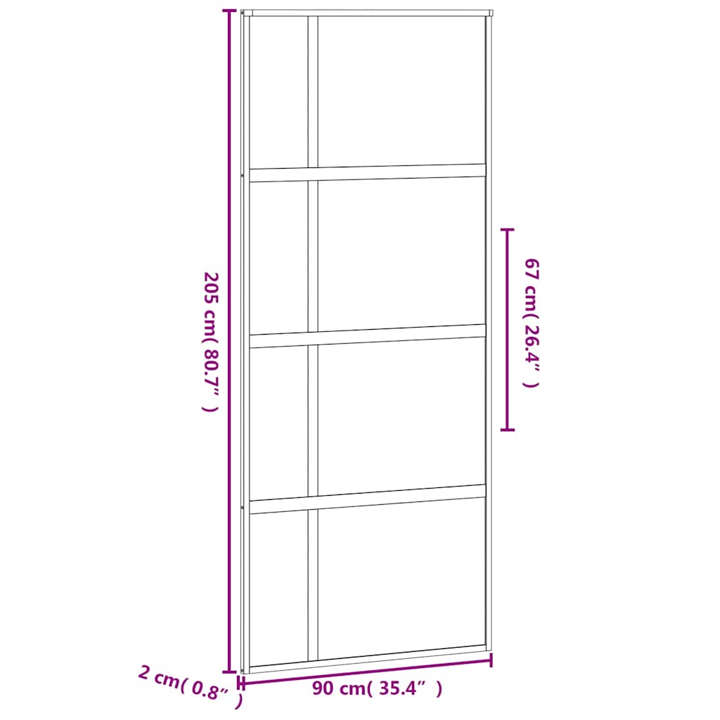 Schiebetür ESG-Glas und Aluminium 76x205 cm Schwarz