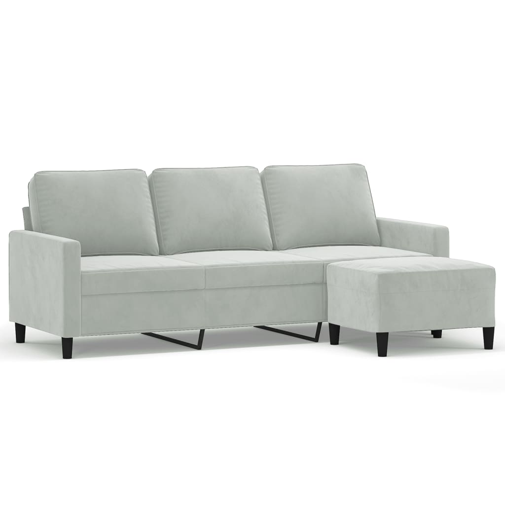 3-Sitzer-Sofa mit Hocker Rosa 180 cm Samt