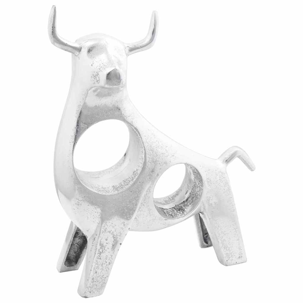 Stierskulptur Silber 37 x 44 x 17 cm Aluminium